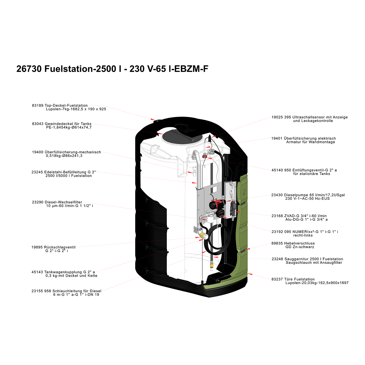 2500 Liter Fuelstation Stationäre Dieseltankanlage mit 230 V-Pumpe & Komplettausstattung #1