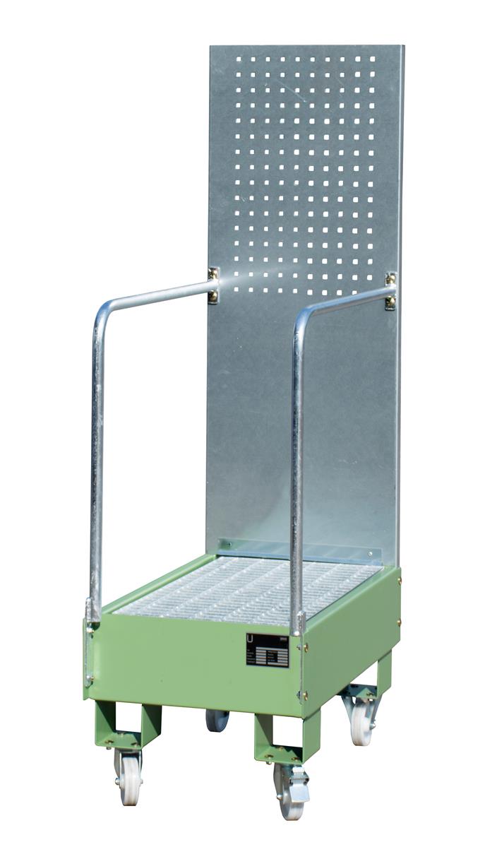 Vasca di contenimento mobile 875x500x1685mm 60 litri Tipo LPW 60-3 RAL 6011 Verde Reseda