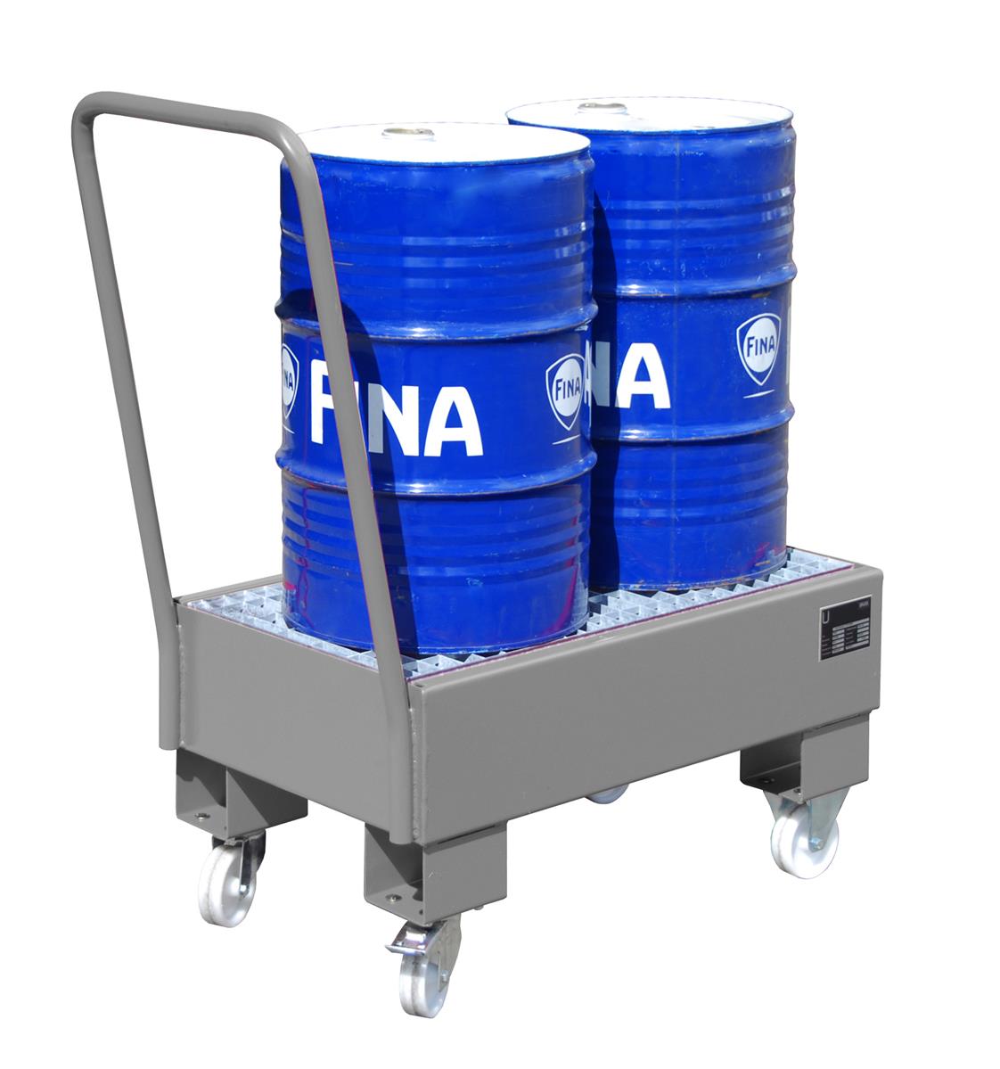 Fahrbare Auffangwanne 940x500x1075mm 61 Liter TYP AW 60-1 SR RAL 7005 Mausgrau