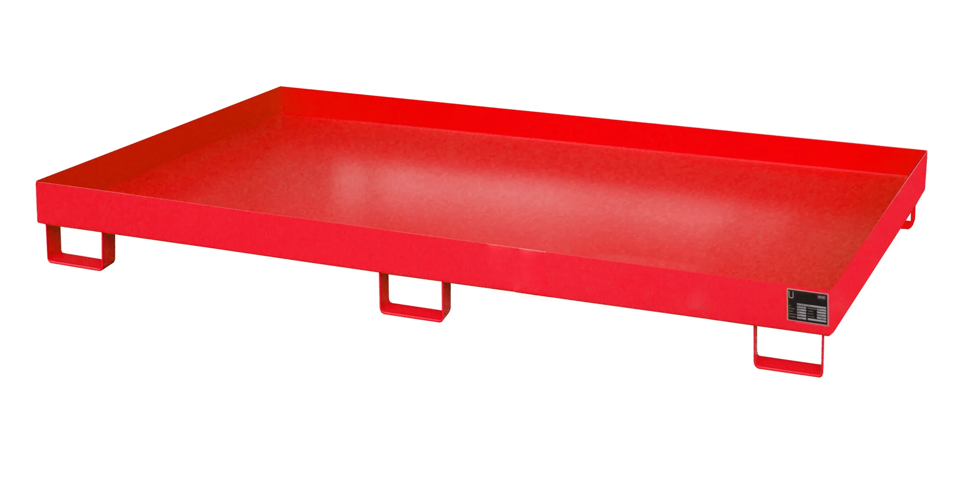 Vasche per scaffali 2150x1300x250mm 240 Litri, Metallregal, Schwerlastablage, rot, platte, Griffleisten
