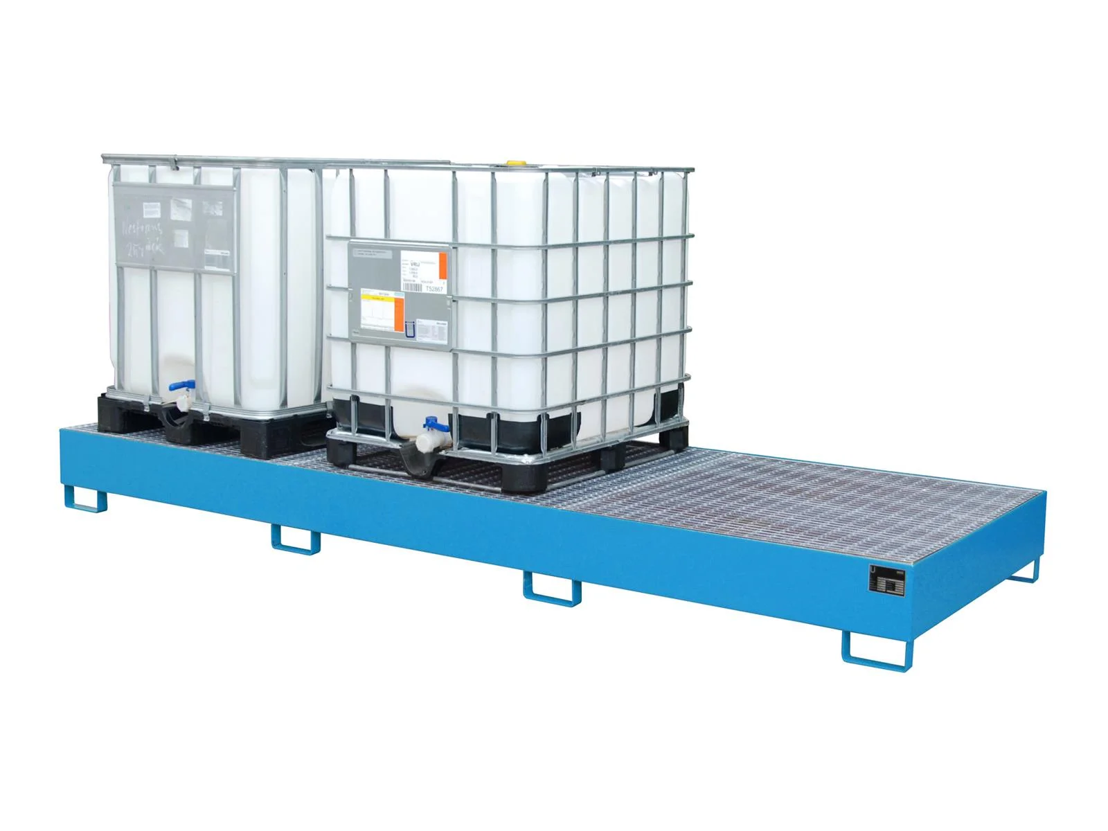 Vasca di contenimento 3850 x 1300 x 340 mm, 1000 litri, Tipo AW verniciato, AW1000-3, RAL 5012 Blu chiaro