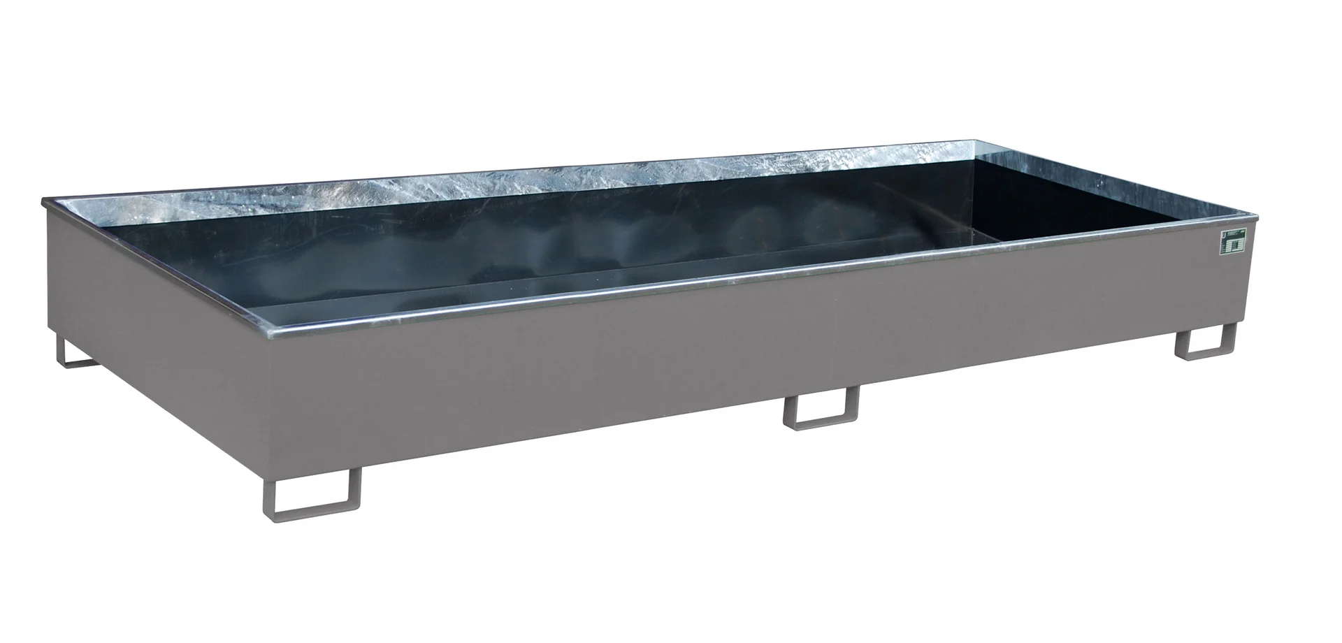 Vasche per scaffalature 3265 x 1315 x 385 mm, 1000 litri, con inserto in PE, RAL 7005 grigio topo