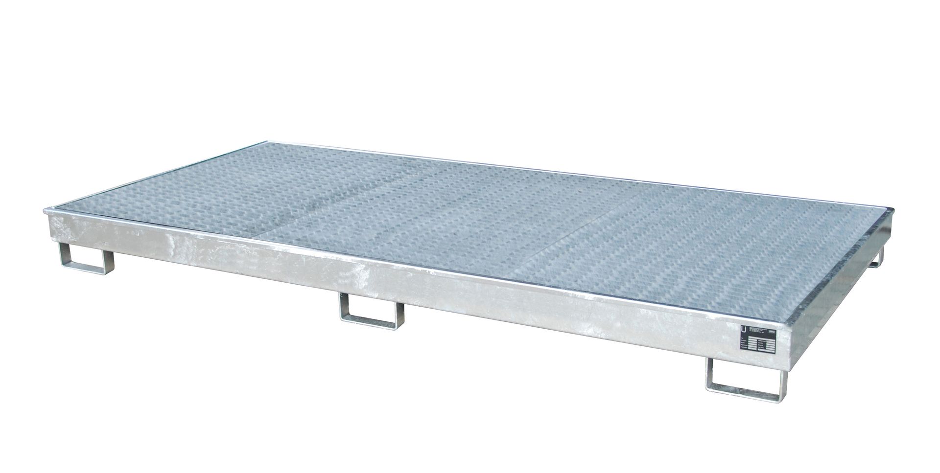 Vasca per scaffalature 2665x1315x210 mm, 240 litri, con inserto in PE e grigliato 2700-1 zincato a caldo