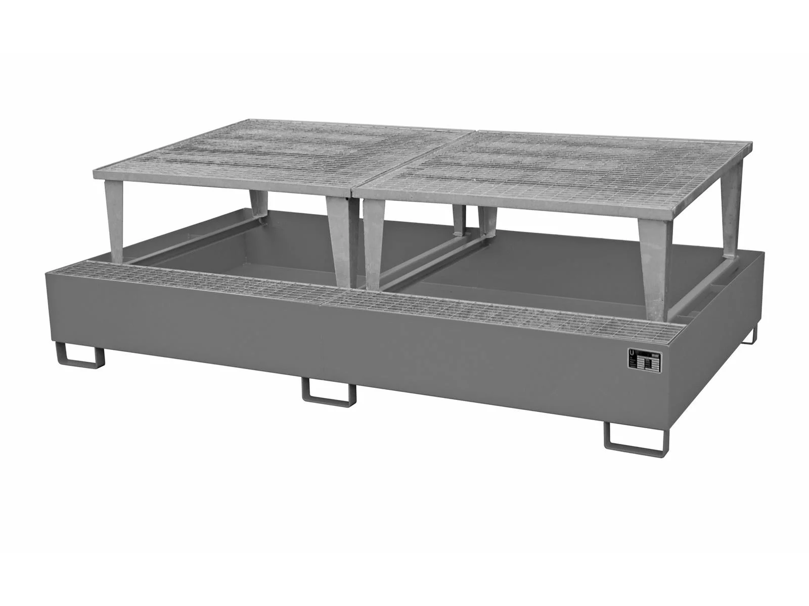 Vasca di contenimento 2650x1460x863 mm, capacità 1000 litri, tipo AWA verniciata, AWA 1000-2, RAL 7005 Grigio topo