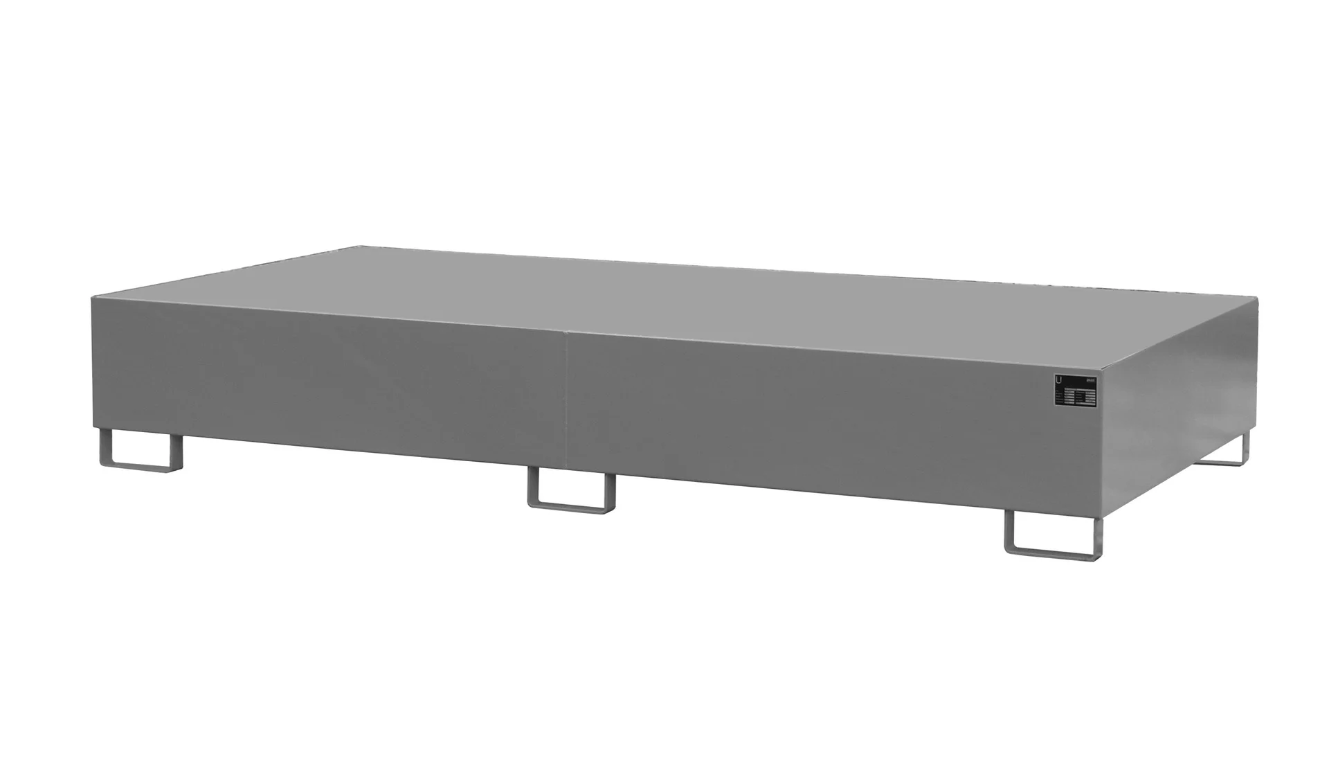 BAUER Edelstahl-Auffangwanne VAW 1000-2 aus Edelstahl 1.4571, für 2 × IBC 1000 l, 2650 × 1300 × 435 mm, 1000 l