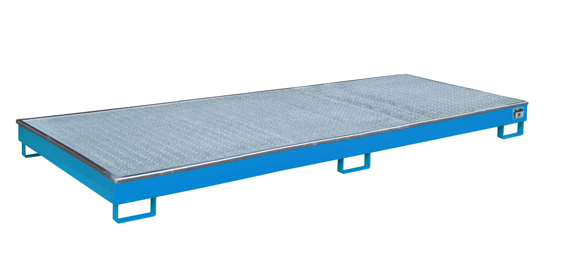 Vasca per scaffalature 3265 x 1315 x 195 mm, 240 litri, con inserto in PE e griglia 3300-1, colore RAL 5012 Blu chiaro