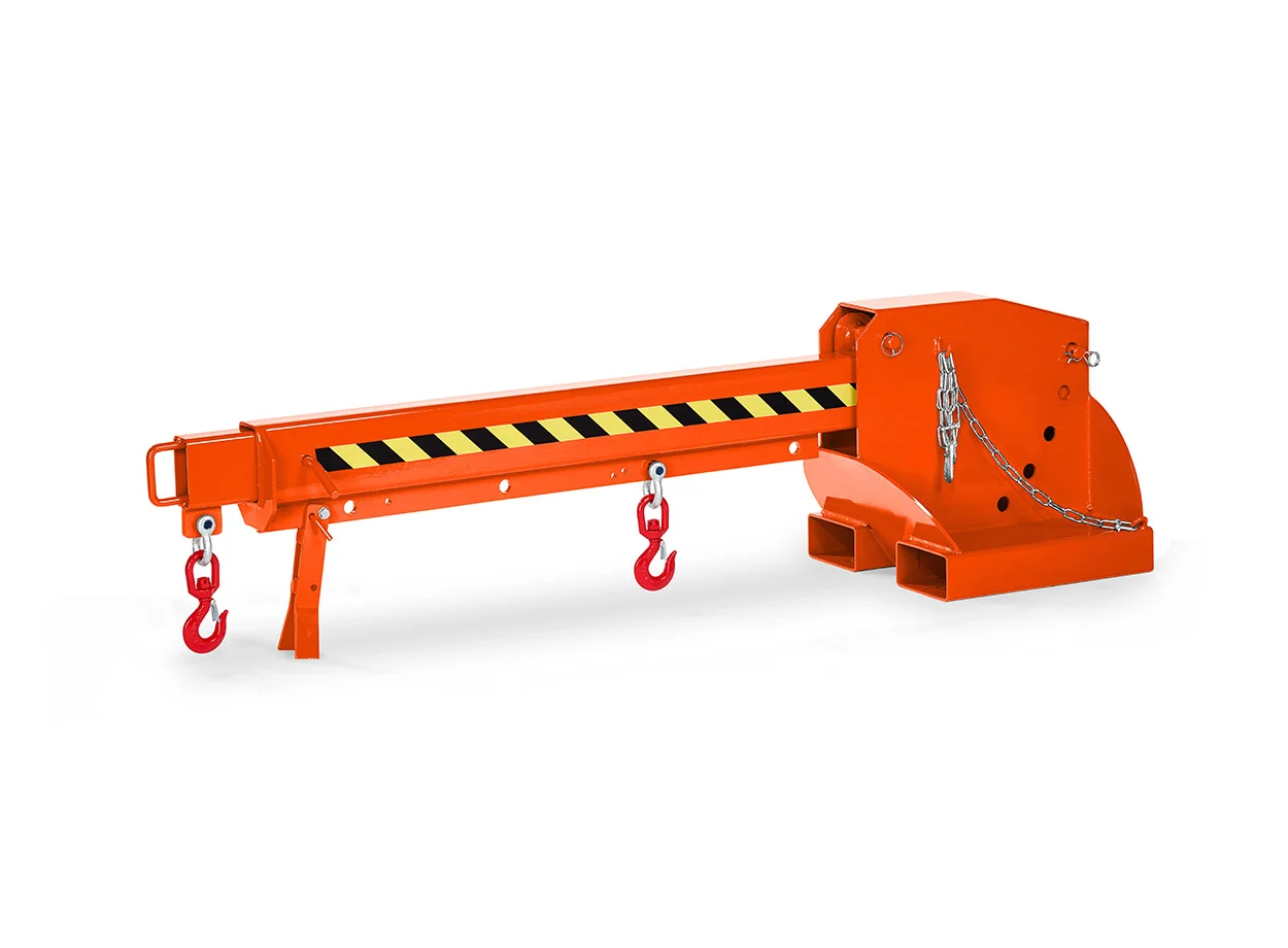 Braccio gru RR Industrietechnik RKT3 per carrello elevatore, regolabile in altezza in 5 posizioni fino a 45°, 650–3000 kg, RAL 2004 arancio puro