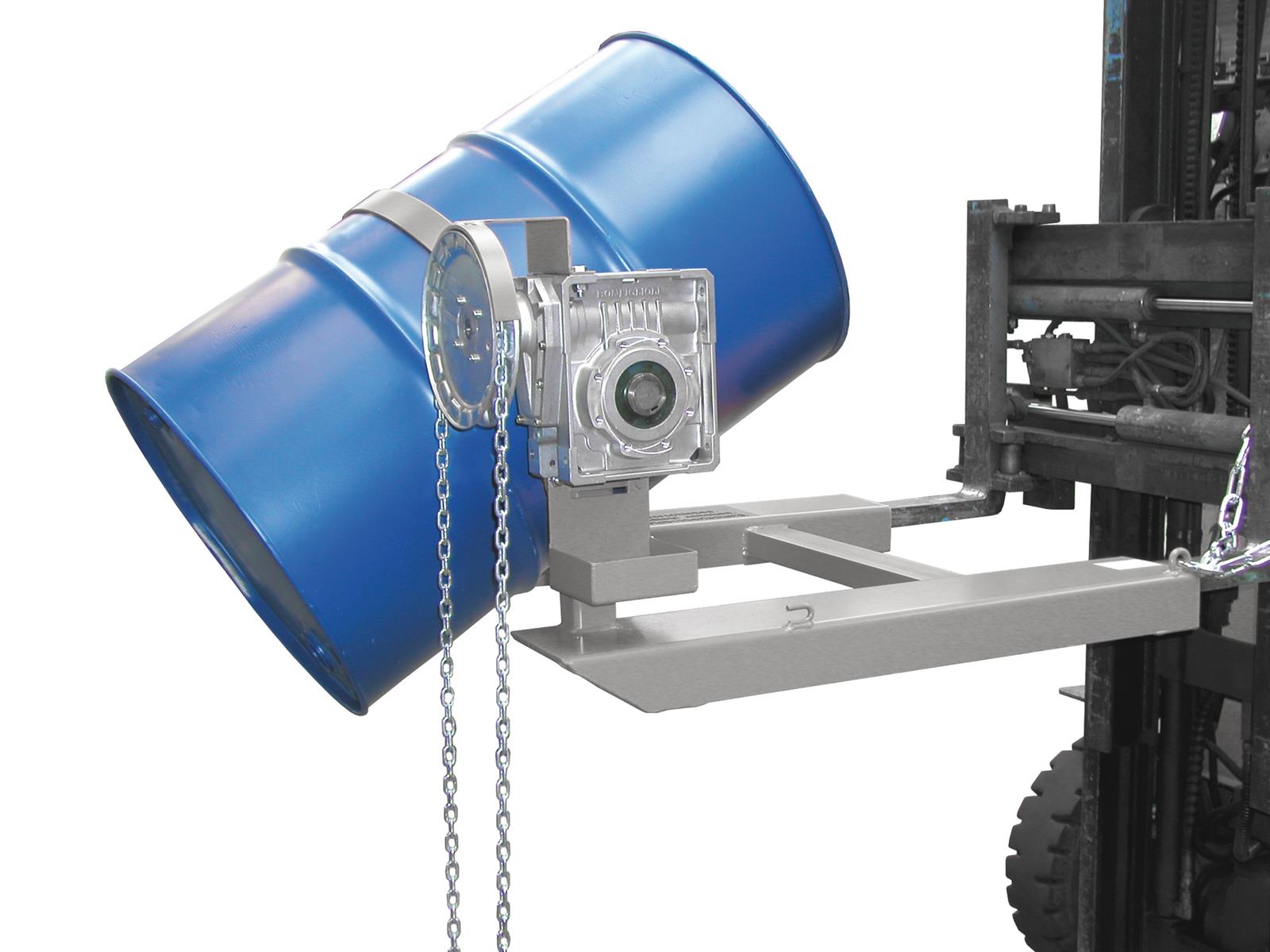 Fasskipper mit Endloskette für Gabelstapler 1245x1100x610mm RAL 7005 Mausgrau