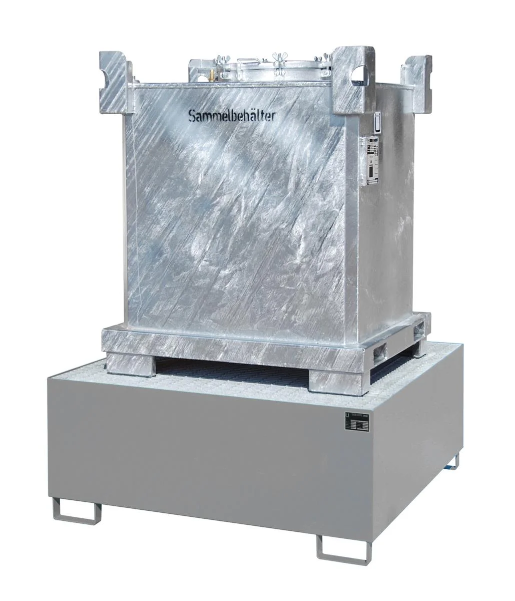 Auffangwanne 1460x1460x620mm 1000 Liter Typ AW1000 RAL 7005 Mausgrau