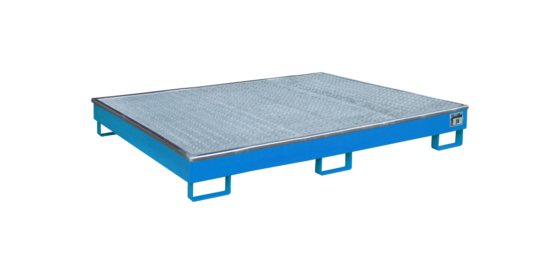 Vasca per scaffalature 1765x1315x255 mm, 240 litri, con inserto in PE e griglia metallica 1800, colore RAL 5012 azzurro chiaro