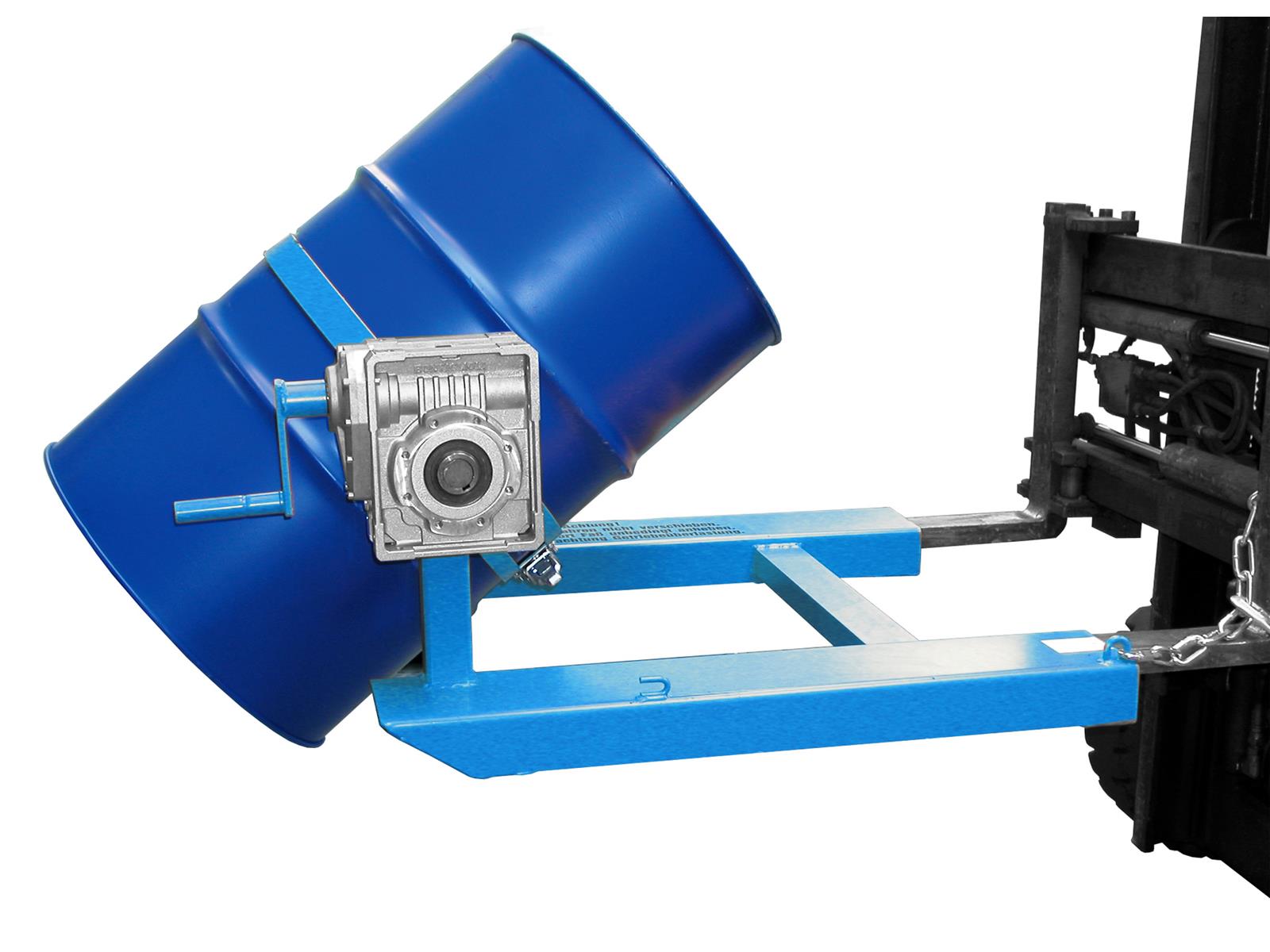 Fasskipper mit Handkurbel für Gabelstapler 1245x1000x540mm RAL 5012 Lichtblau