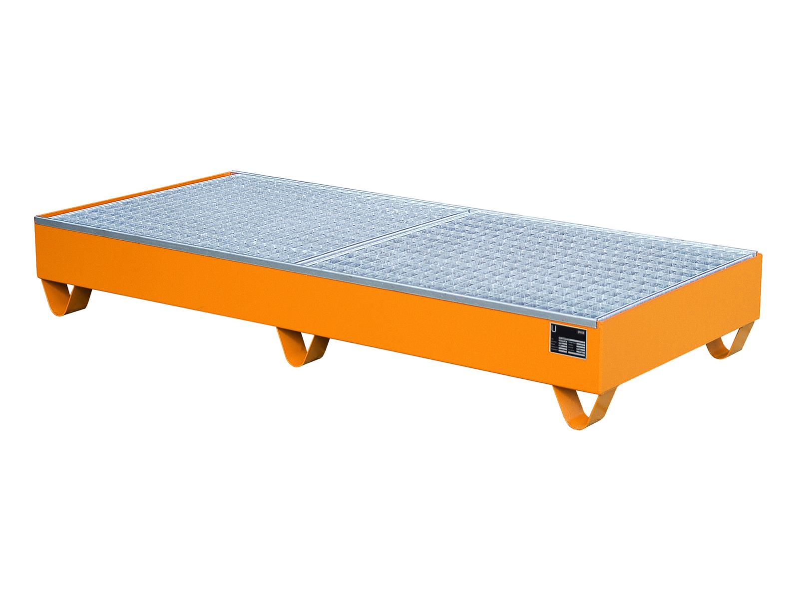 Auffangwanne 1800x800x275mm 202 Liter Typ Serie 2000 mit Gitterrost RAL 2000 Gelborange