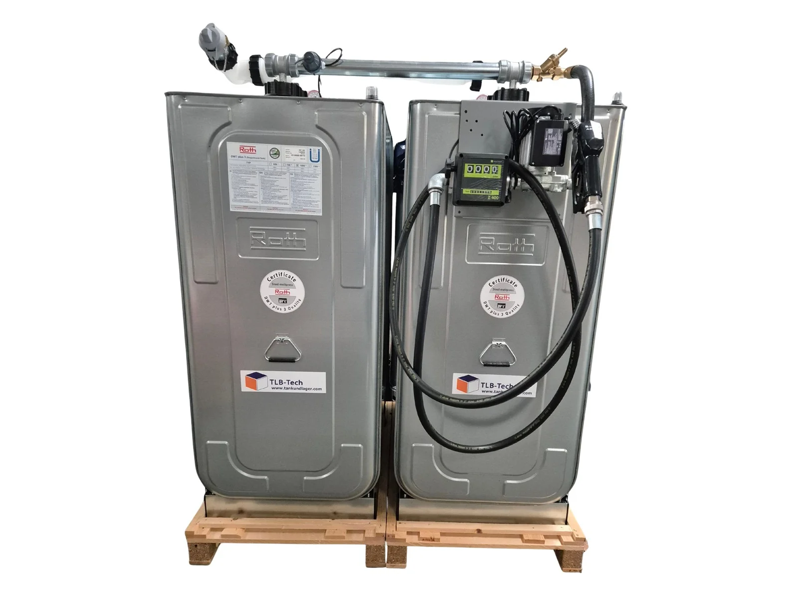 2000 Liter Hoftankstelle – Doppelwandige Komplettanlage mit wählbarer Pumpentechnik analogem Zählwerk 8m Abgabeschlauch