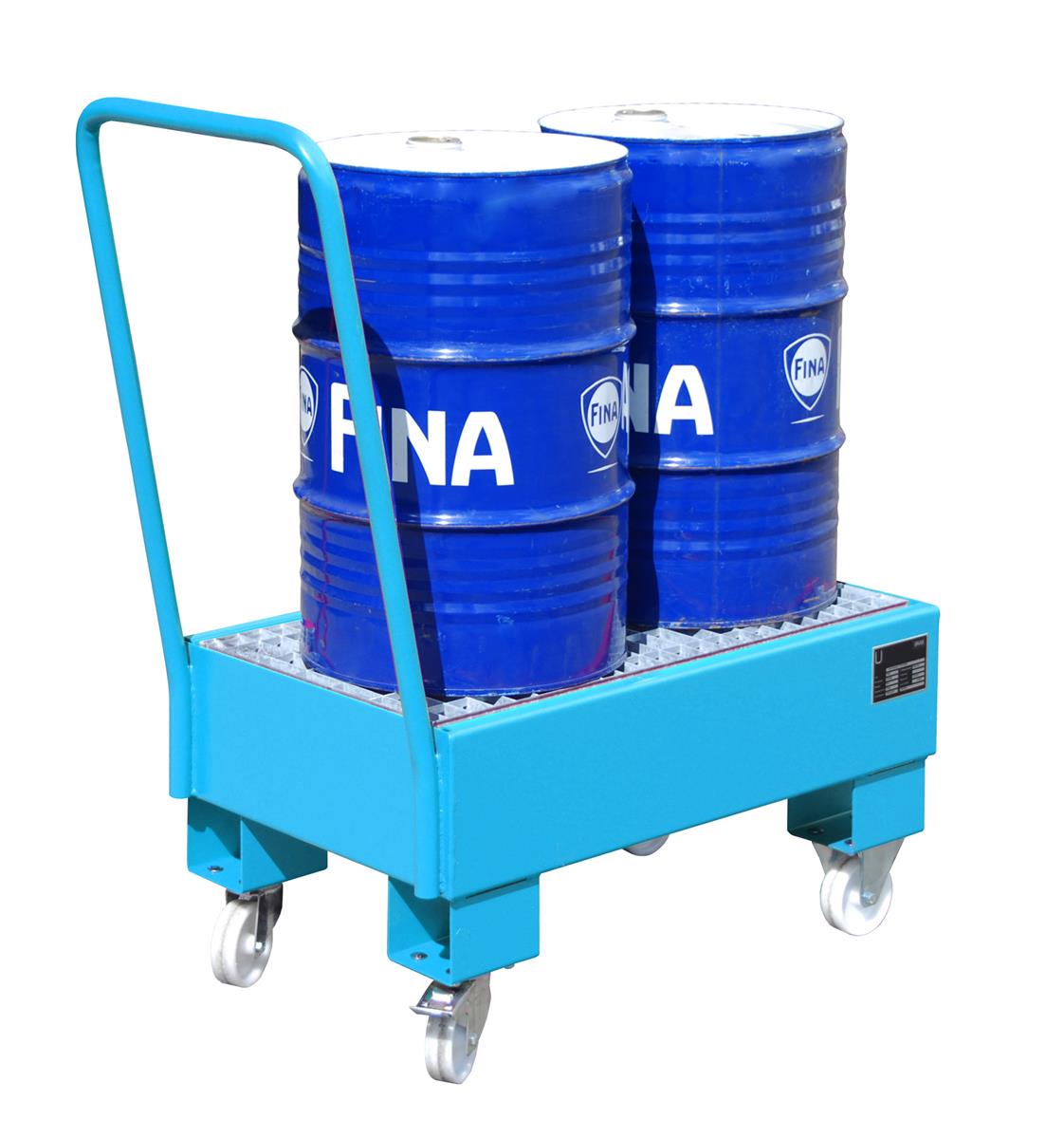 Fahrbare Auffangwanne 940x500x1075mm 61 Liter TYP AW 60-1 SR RAL 5012 Lichtblau