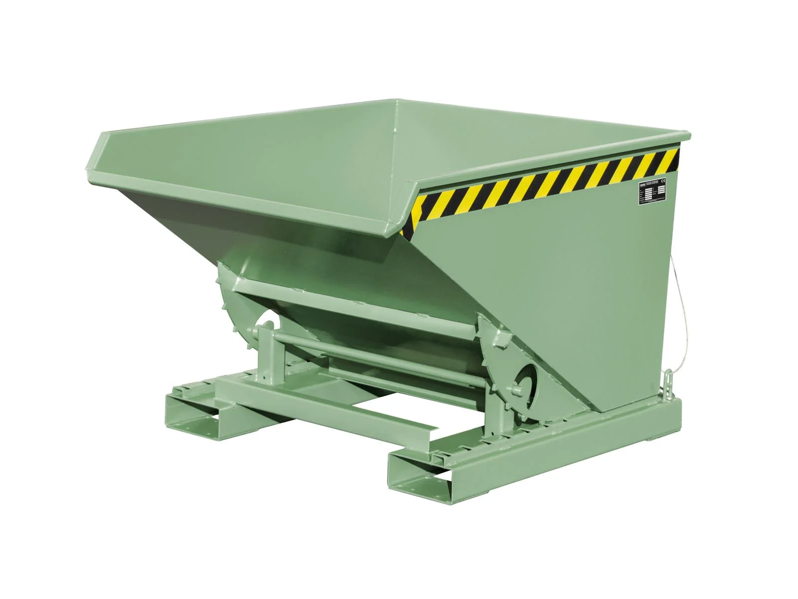 BAUER Tipping Skip EXPO 600, Painted RAL 6011 Reseda Green, 0.60 m³, 1000 kg, Roll-Off Mechanism, 1260 × 1070 × 835 mm