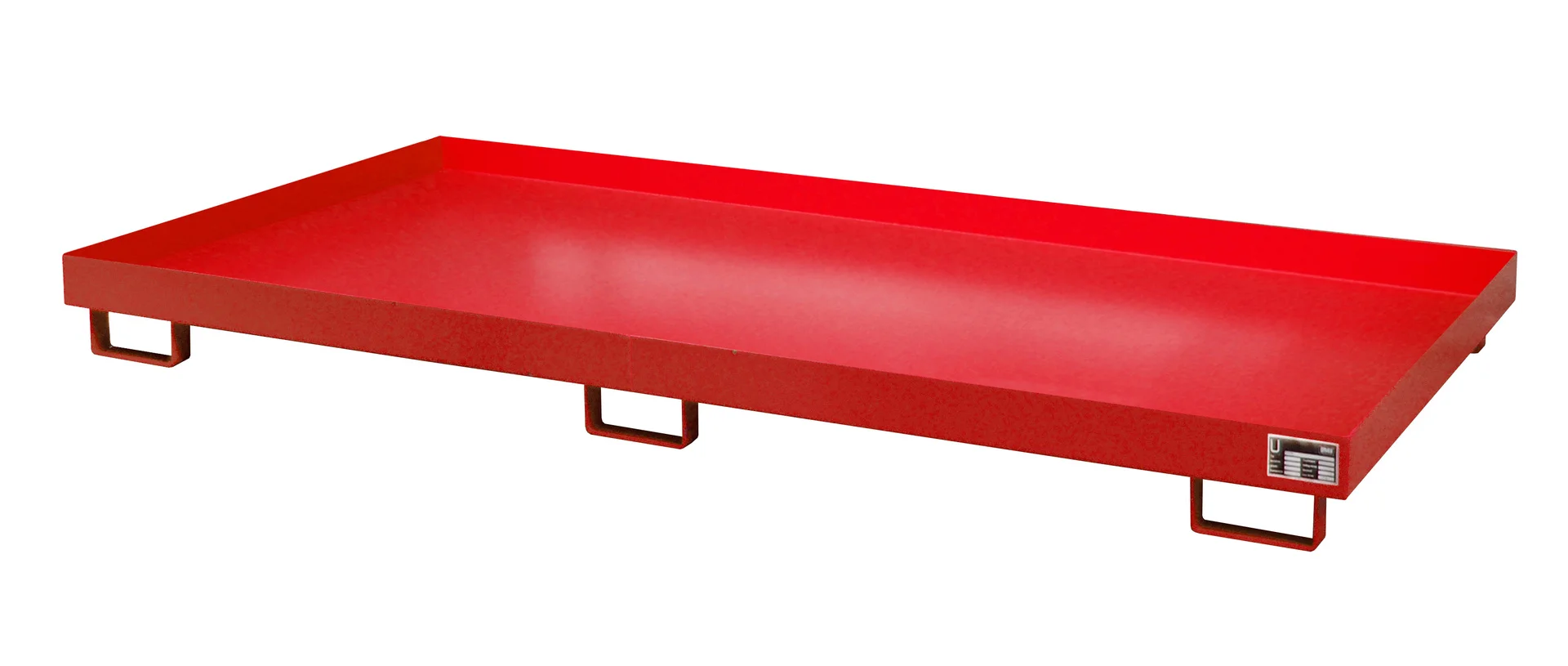 Vasche per scaffalature 2650 x 1300 x 206 mm, 240 litri, Tiefblech, Lackierter Metalltray, Roter Servierboden, Tragegriff-Tray, Flacher Metalltray