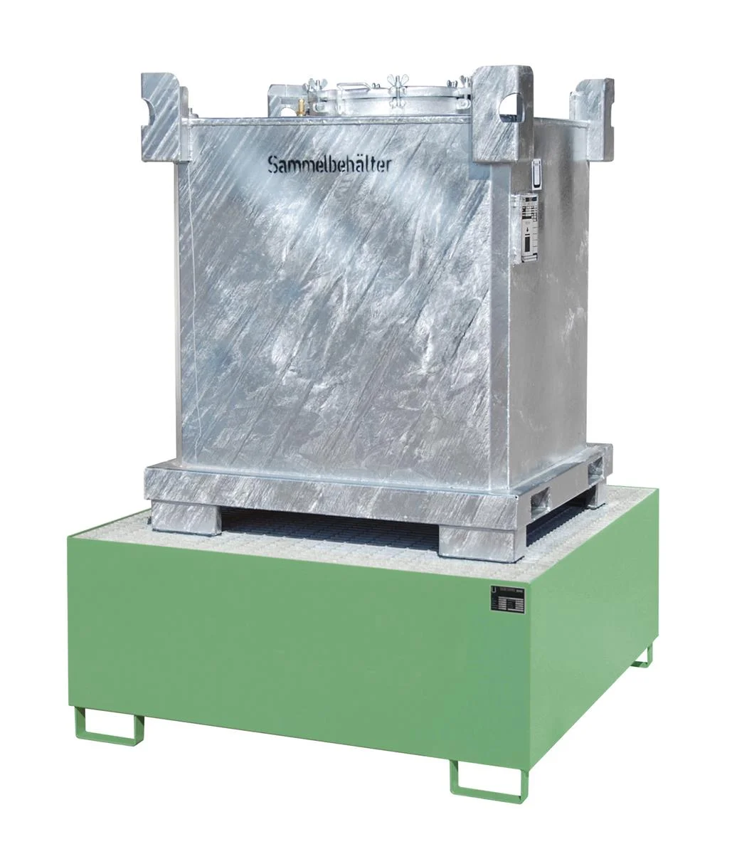 Spill Containment Tray 1460x1460x620mm 1000 Liters Type AW1000 RAL 6011 Reseda Green 🌿