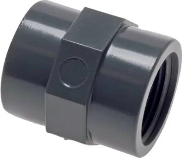 Manicotto Rp 3/8"-Rp 3/8", PVC-U, PVC-Schlauch, Kupplung, Grau, Gewindeanschluss, Steckverbinder