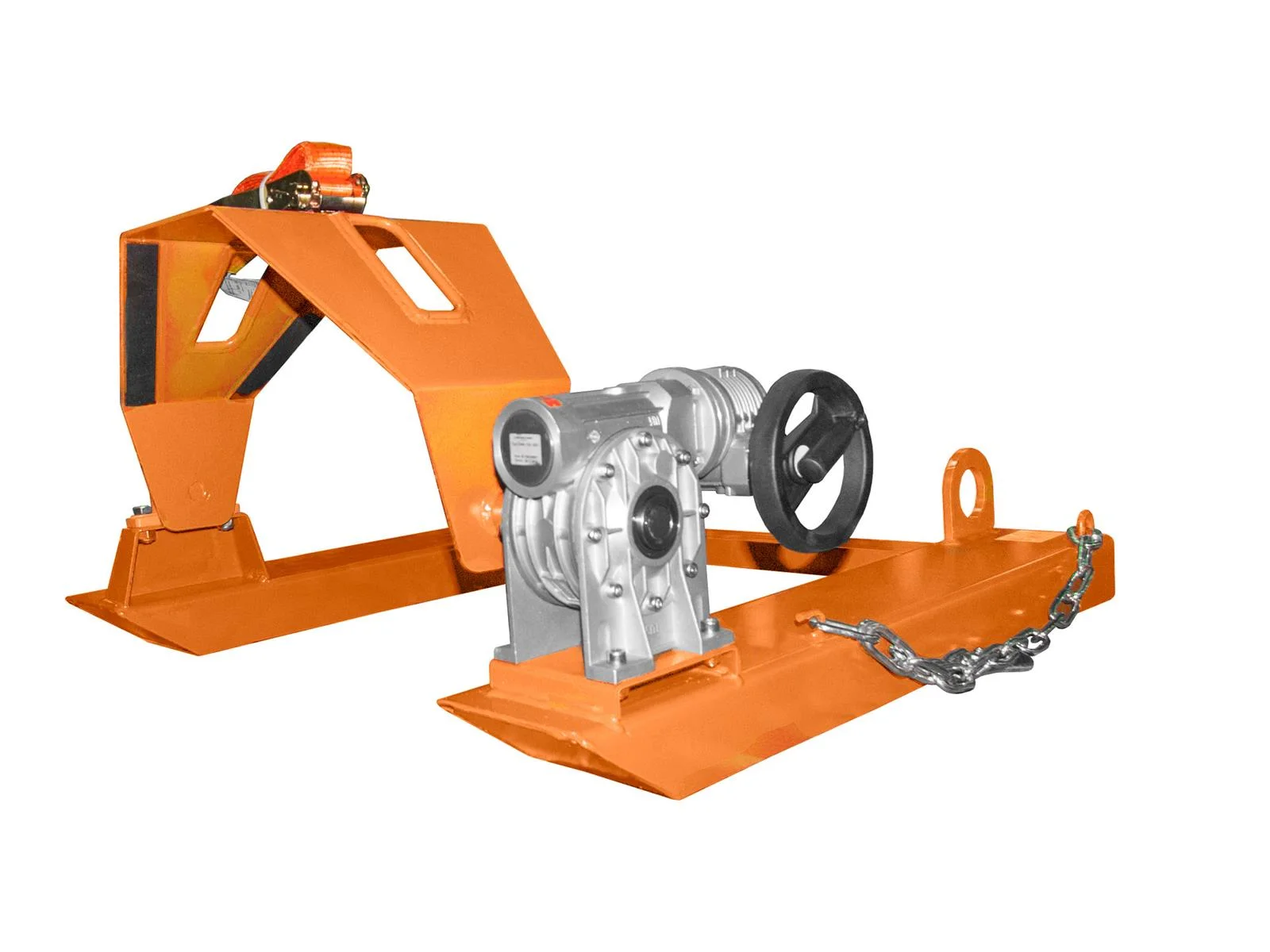 BAUER ribaltatore per fusti FLEX-HK, verniciato RAL 2000 arancio giallastro, manovella, 360°, fusti 60–220 l, 300 kg, 1000 × 1090 × 405 mm