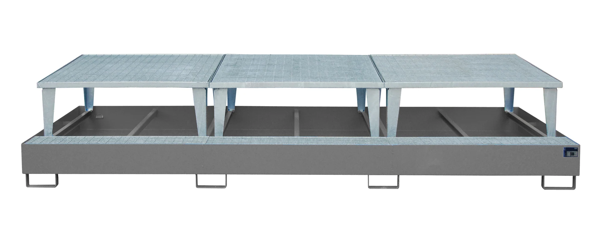 Vasca di contenimento 3850 x 1460 x 780 mm, capacità 1000 litri, modello AWA, verniciata o zincata; AWA 1000-3 RAL 7005 Grigio topo