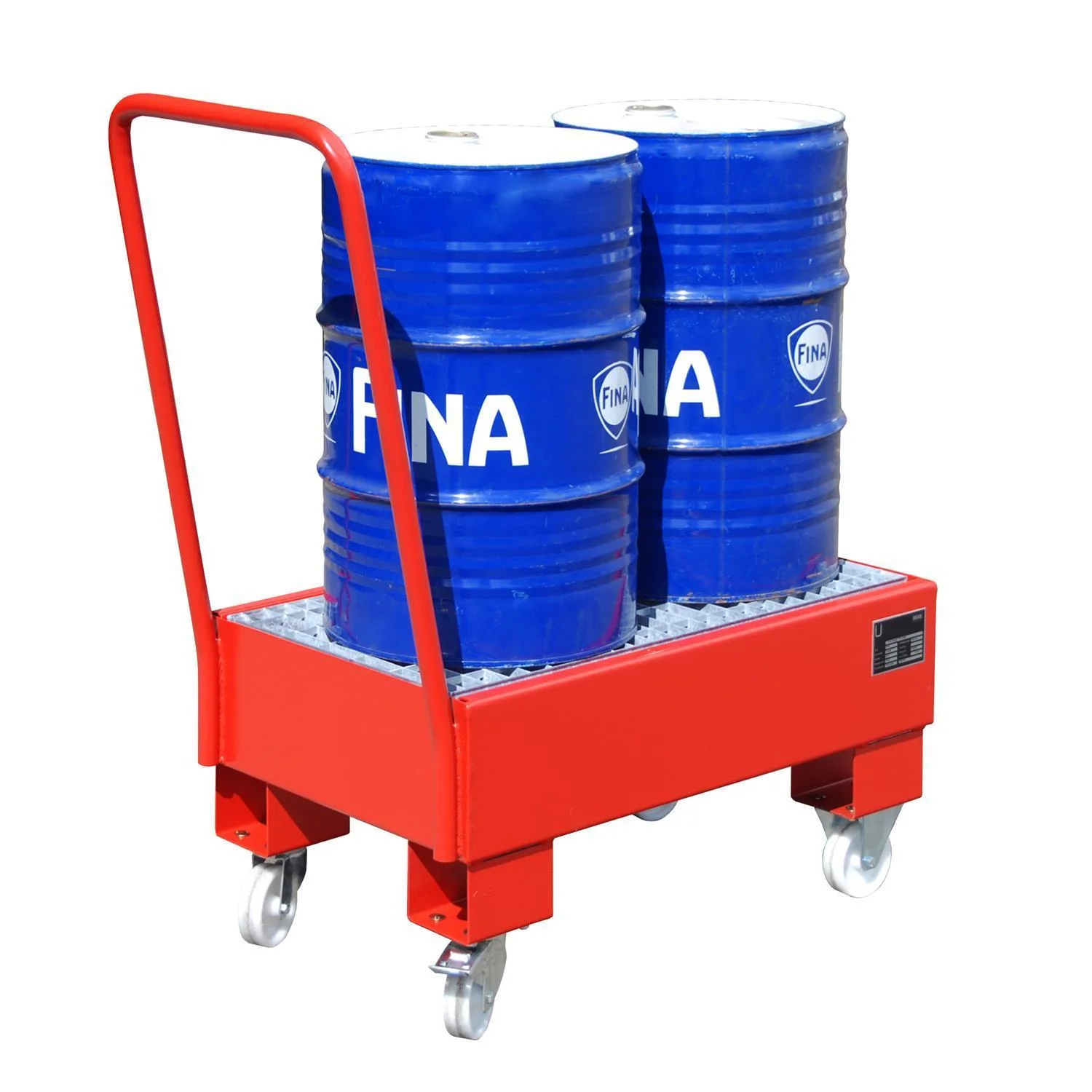 Vasca di contenimento mobile 940 x 500 x 1075 mm, 61 litri Tipo AW 60-1 SR, Fasswagen, Barrel trolley, Bürowagen, Fassentrolley, Brennstofflagerwagen, IBC-Behälter, Fasspalette, blaue Fässer, Ölfass-Wagen, rollbarer Fassständer