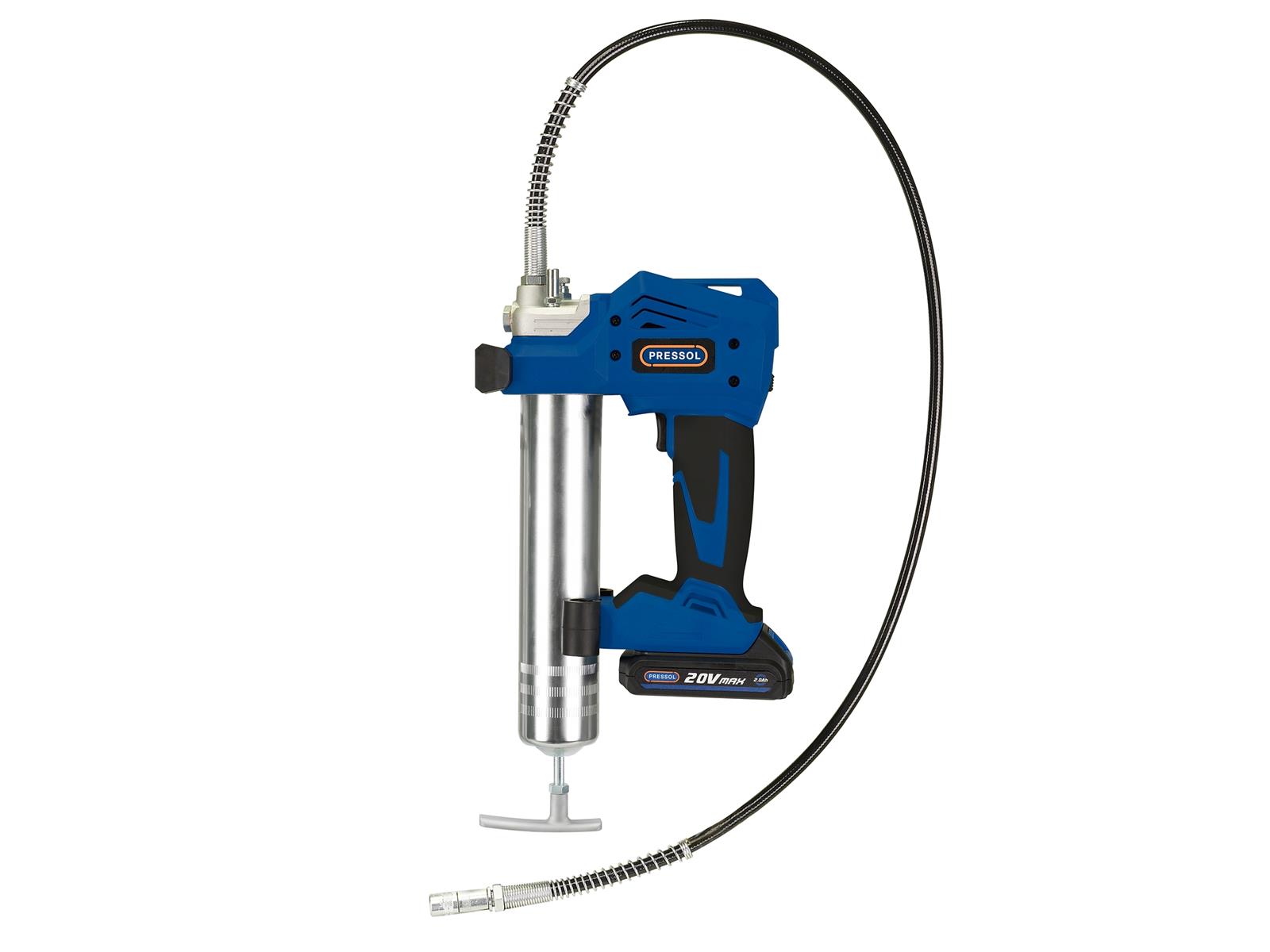 Akku-Fettpresse für 400-g-Fettkartusche mit ZBH 20 V von Pressol Akku-Fettpresse für 400-g-Fettkartusche mit ZBH 20 V von Pressol