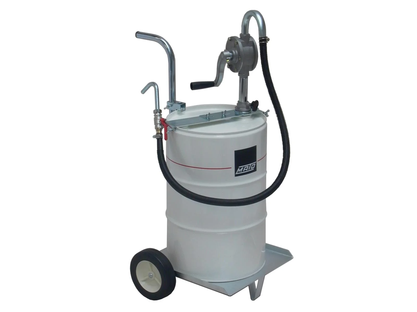 Pompa a manovella in alluminio RP 100-M con carrello e supporto per pompa