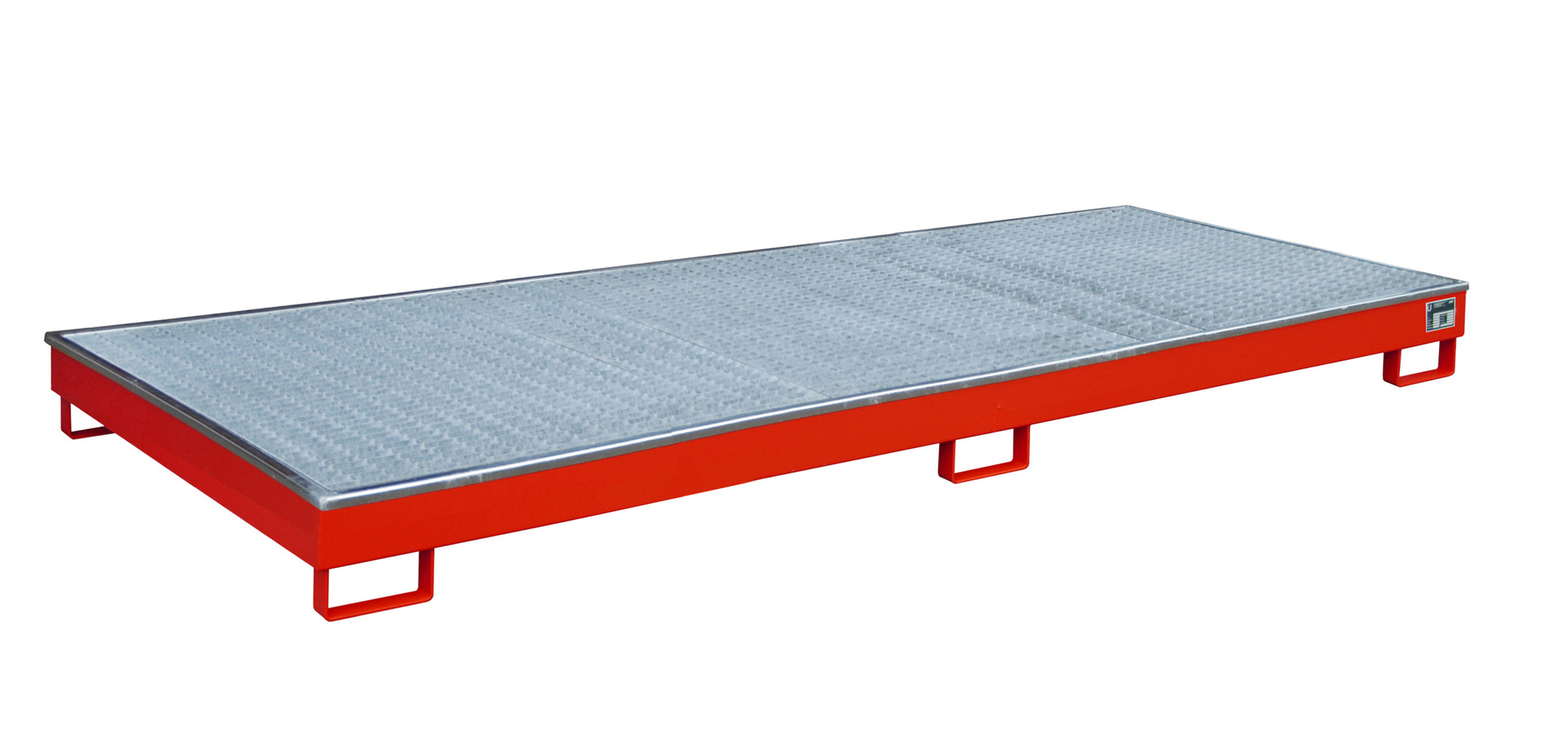 Regalwanne 3265x1315x195mm 240 Liter mit PE-Einsatz mit Gitterrost 3300-1 RAL 3000 Feuerrot