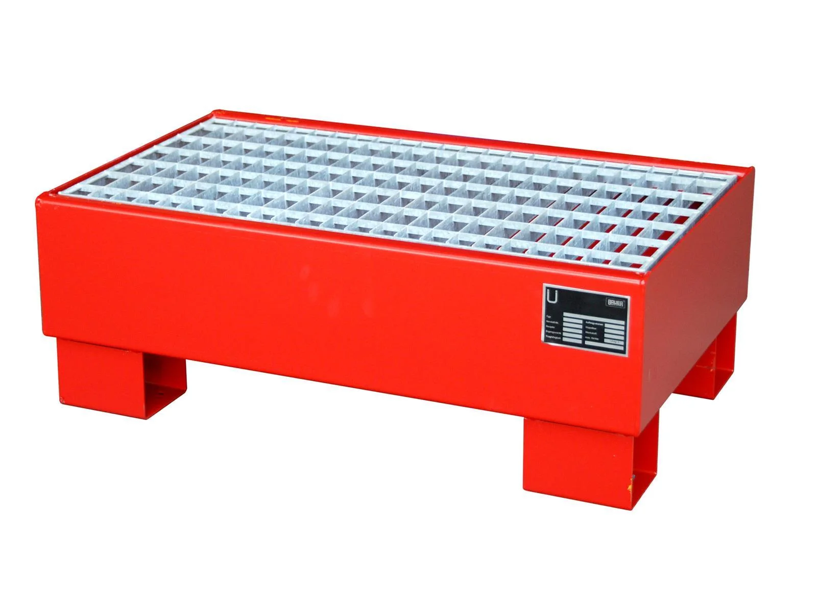 Vasca di raccolta 800x500x290mm 61 litri Tipo AW60 per fusti da 60l con griglia AW 60-1, Schwerkasten, Abdeckkasten, Lagerbehälter, Metallgitter, Rot