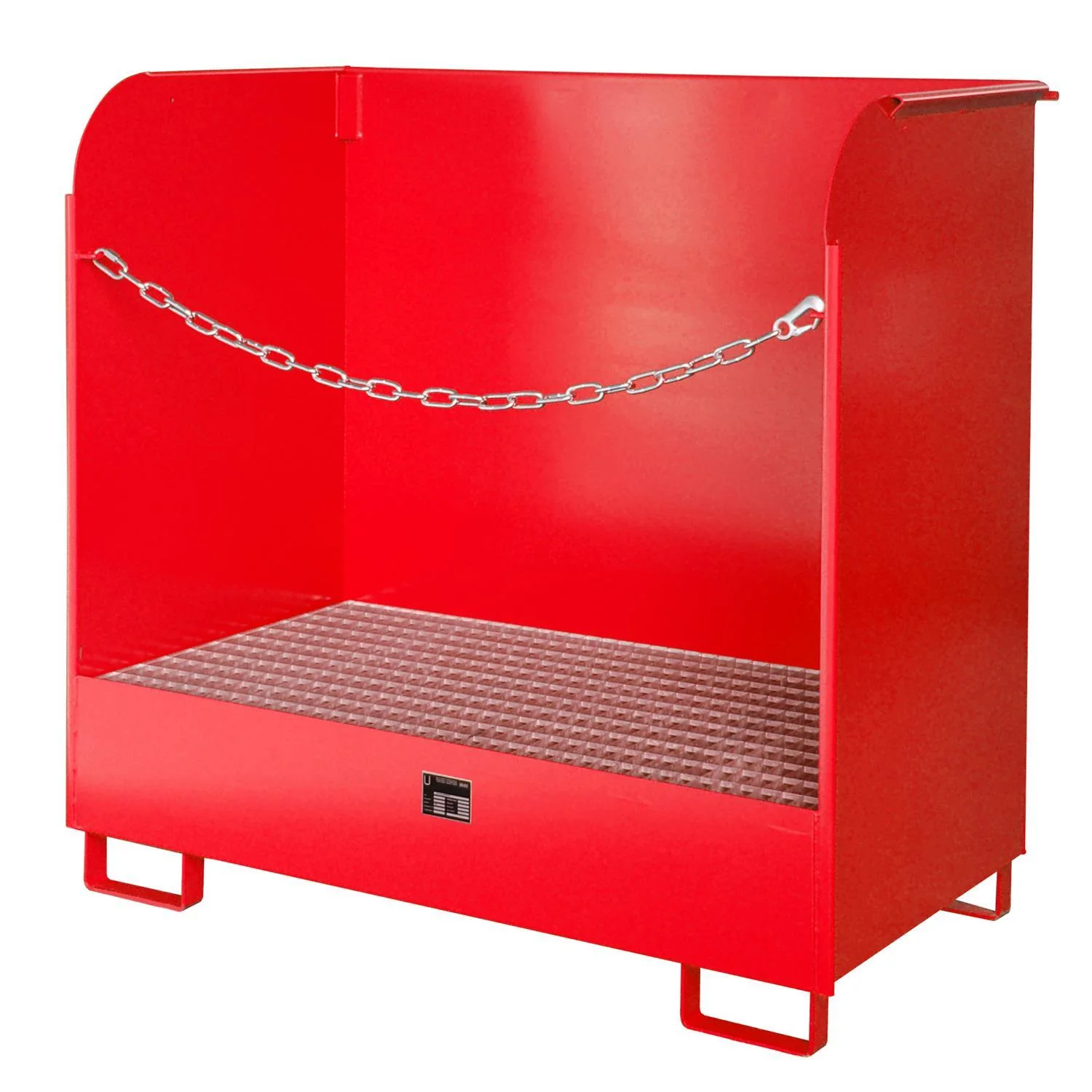 Deposito di sostanze pericolose GD-A 1420x795x1370mm, rot, Metallbehälter, Kette, Fußbereich, Plattform