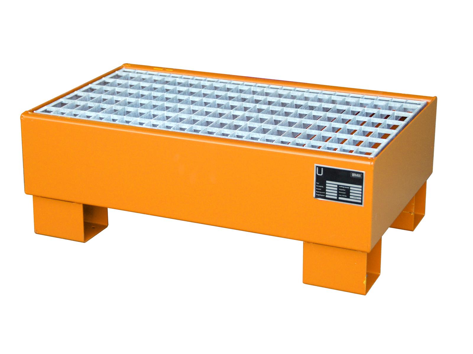 Auffangwanne 800x500x290mm 61 Liter Typ AW60 für 60l Fässer mit Gitterrost AW 60-1 RAL 2000 Gelborange