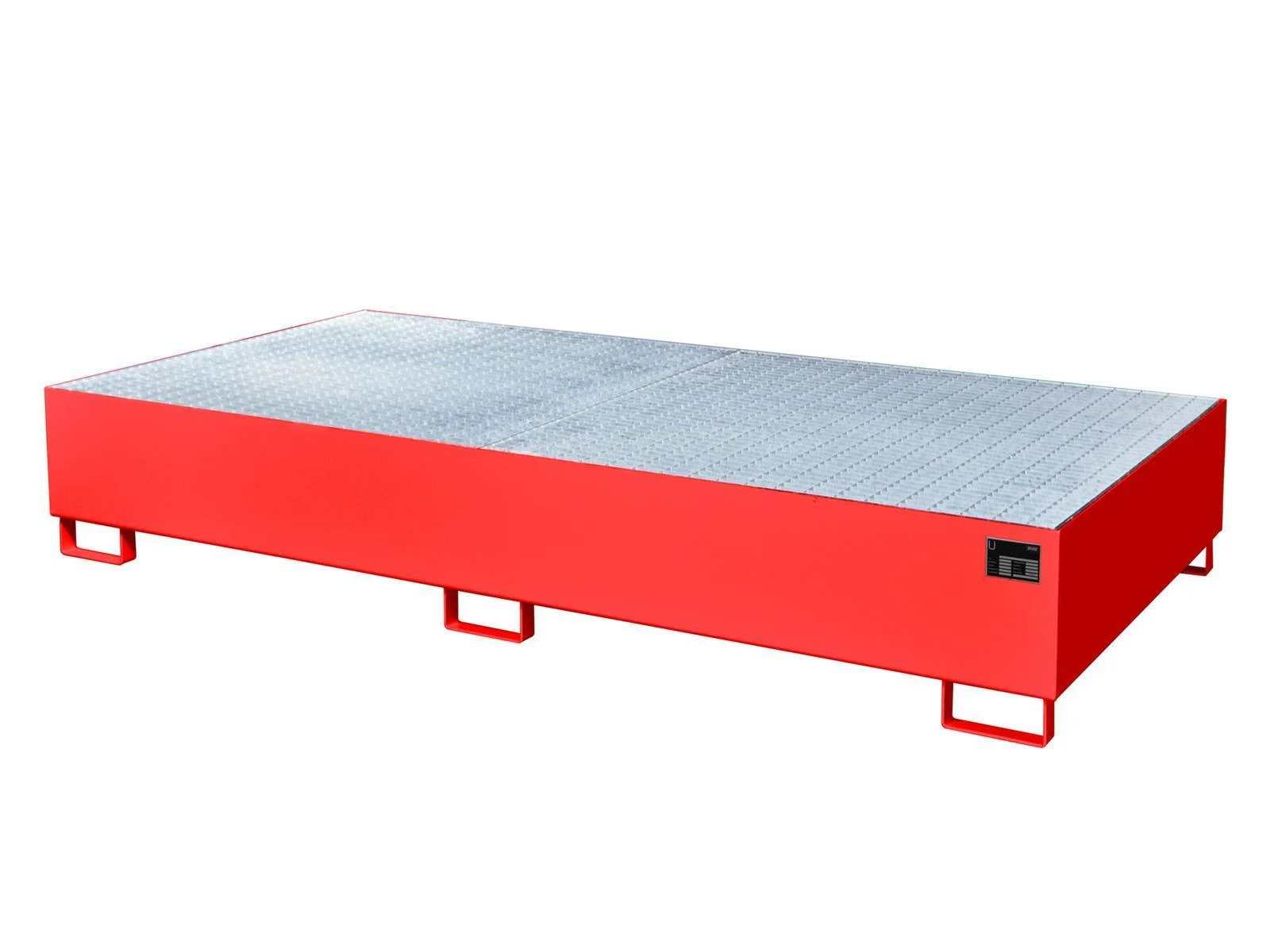 Vasca di raccolta 2650x1300x435mm 1000 Litri Tipo AW verniciato AW1000-2, plattform, rampe, stahlplatte, rotes chassis, metalldruckplatte