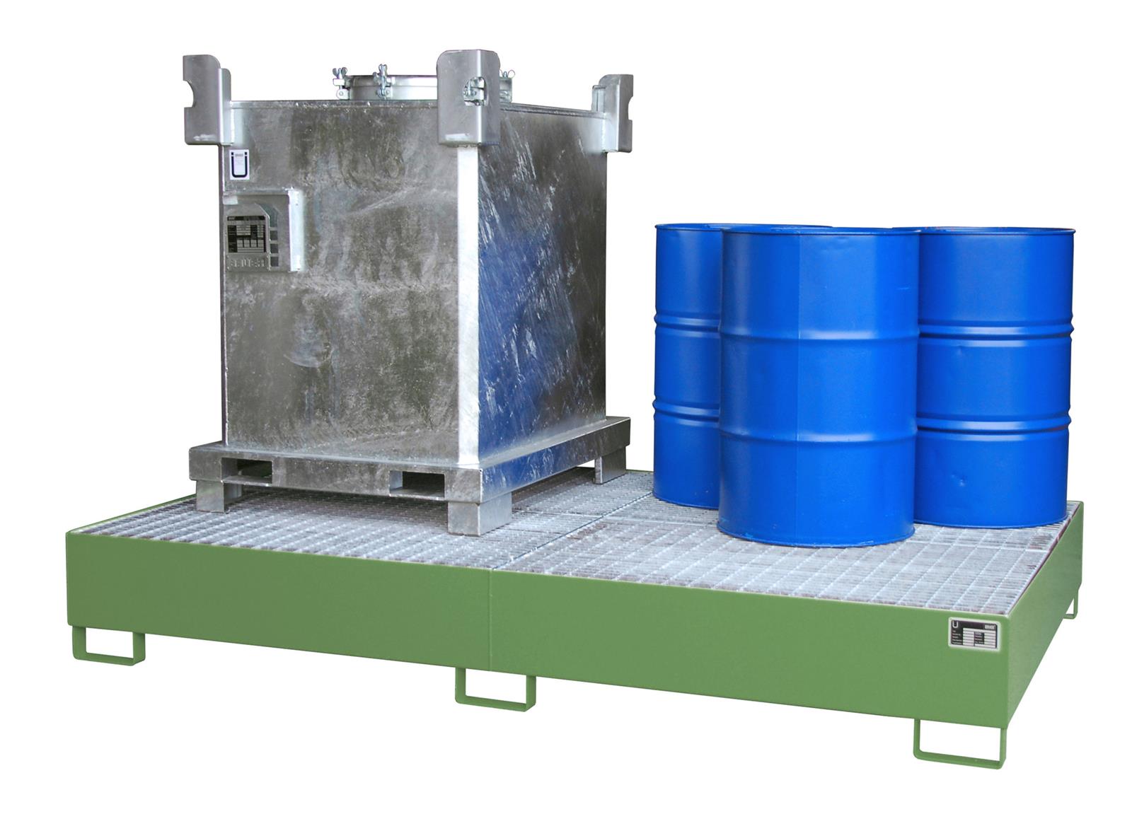 Auffangwanne 2690x1650x375mm 1000 Liter Typ AW lackiert AW1000-10F RAL 6011 Resedagrün