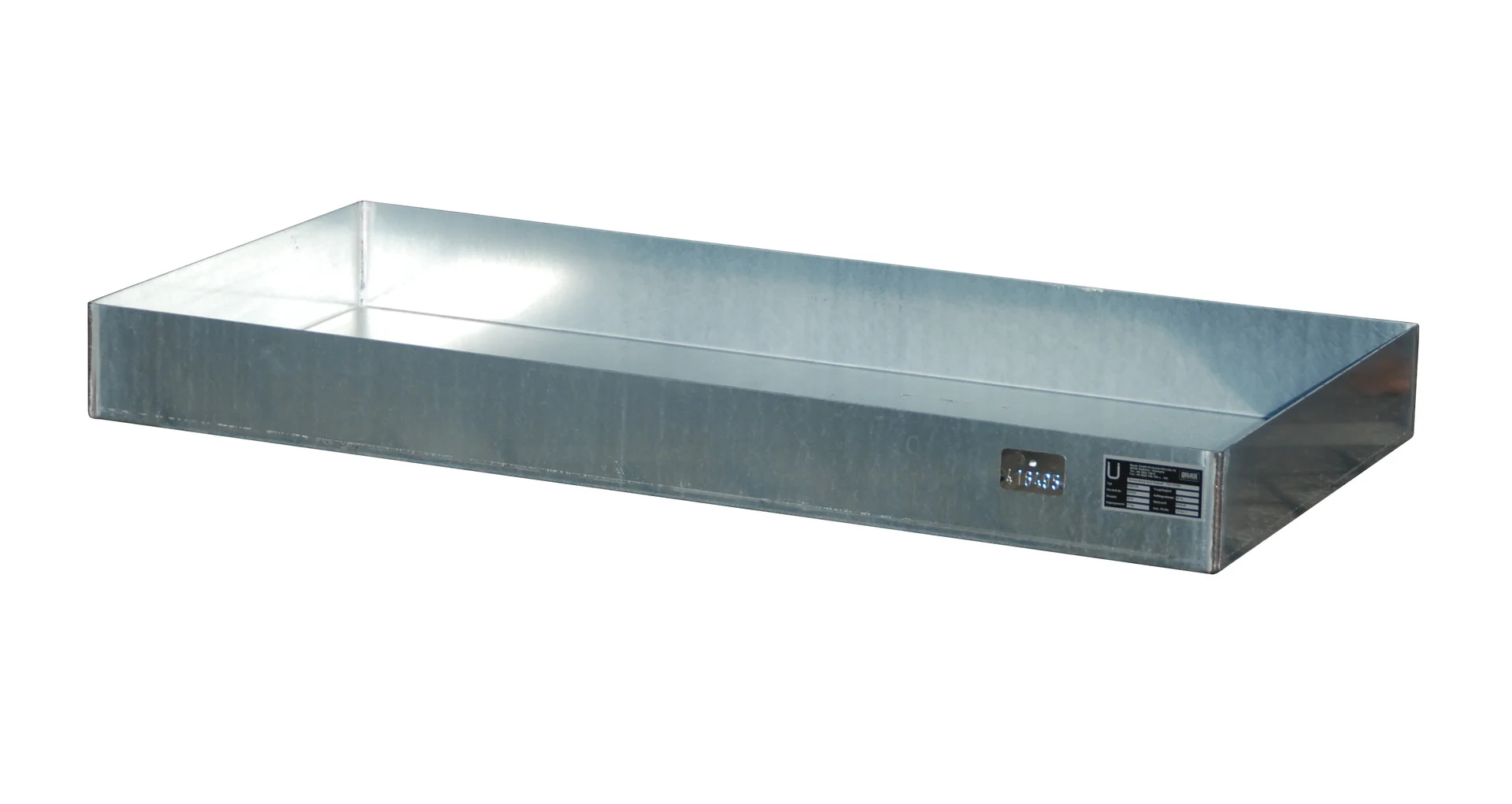 Contenitori di piccola capienza per pallet, dimensioni 1200 × 600 × 120 mm, 60 litri, Metallschale, rechteckige Schale, galvanisierter Stahl, Schale mit Etikett, Zubehör für Ablage