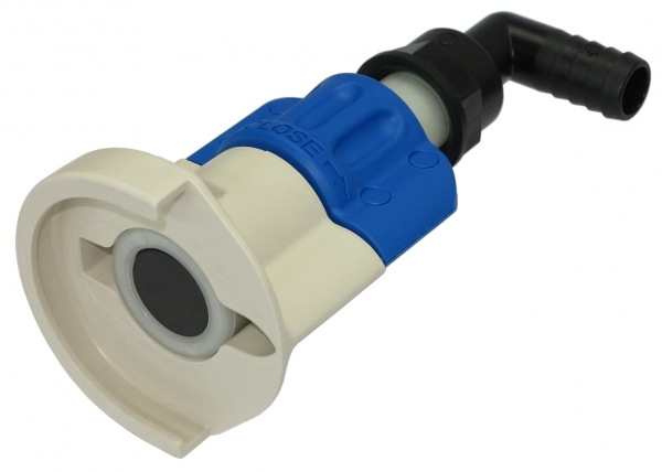 SEC Kupplung mit abgewinkelter Schlauchtülle für AdBlue® Harnstofflösung Fässer und IBC Container SEC Kupplung mit abgewinkelter Schlauchtülle für AdBlue® Harnstofflösung Fässer und IBC Container