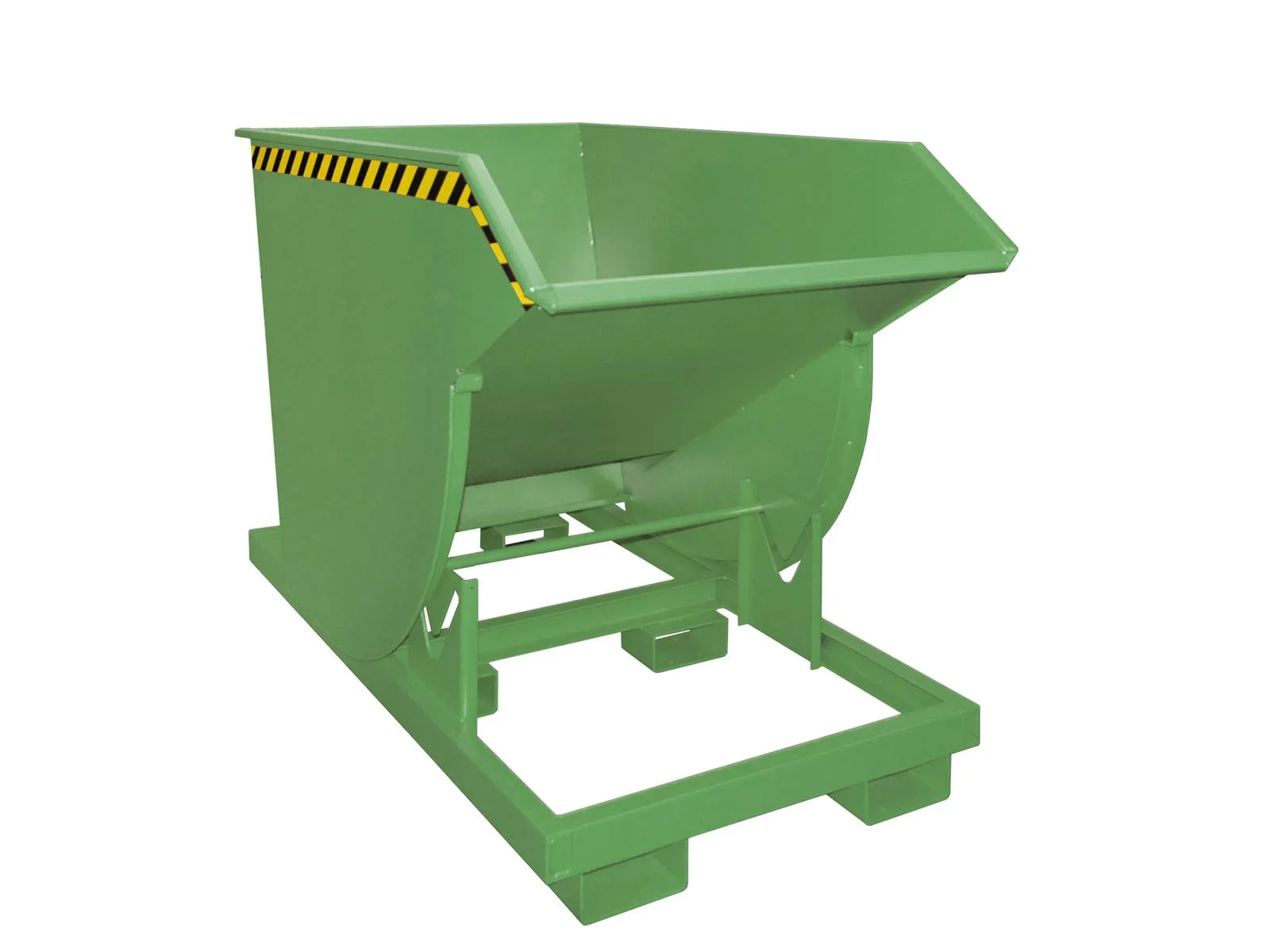 BAUER Tipping Skip BKM 100, Painted RAL 6011 Reseda Green, 1.00 m³, 3000 kg, Roll-Off Mechanism, 1760 × 1060 × 1270 mm