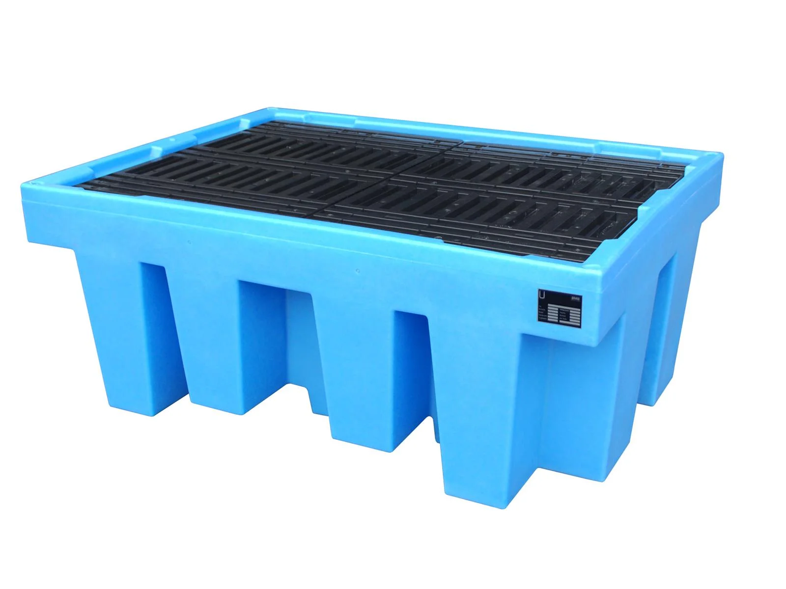 Vasca di contenimento in PE, modello WP 1760x1350x710 mm, con pallet in PE, 1 IBC da 1000 L., Kunststoffbehälter, blauer Behälter, Aufbewahrungspalette, verbindende Basis, Gitteroberfläche
