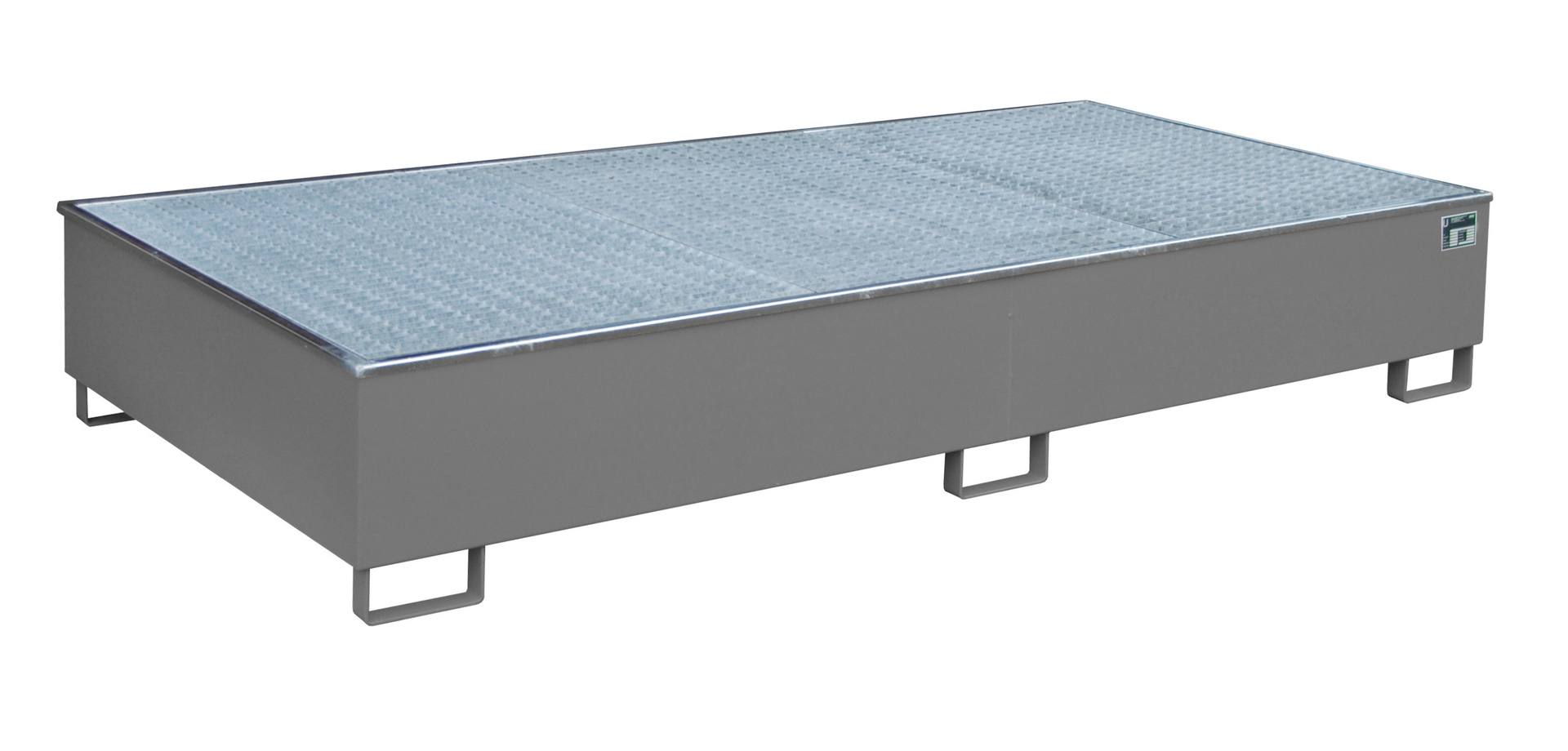 Vasca per scaffalature 2665 x 1315 x 440 mm, 1.000 litri, con inserto in PE, con grigliato 2700-3, RAL 7005 grigio topo