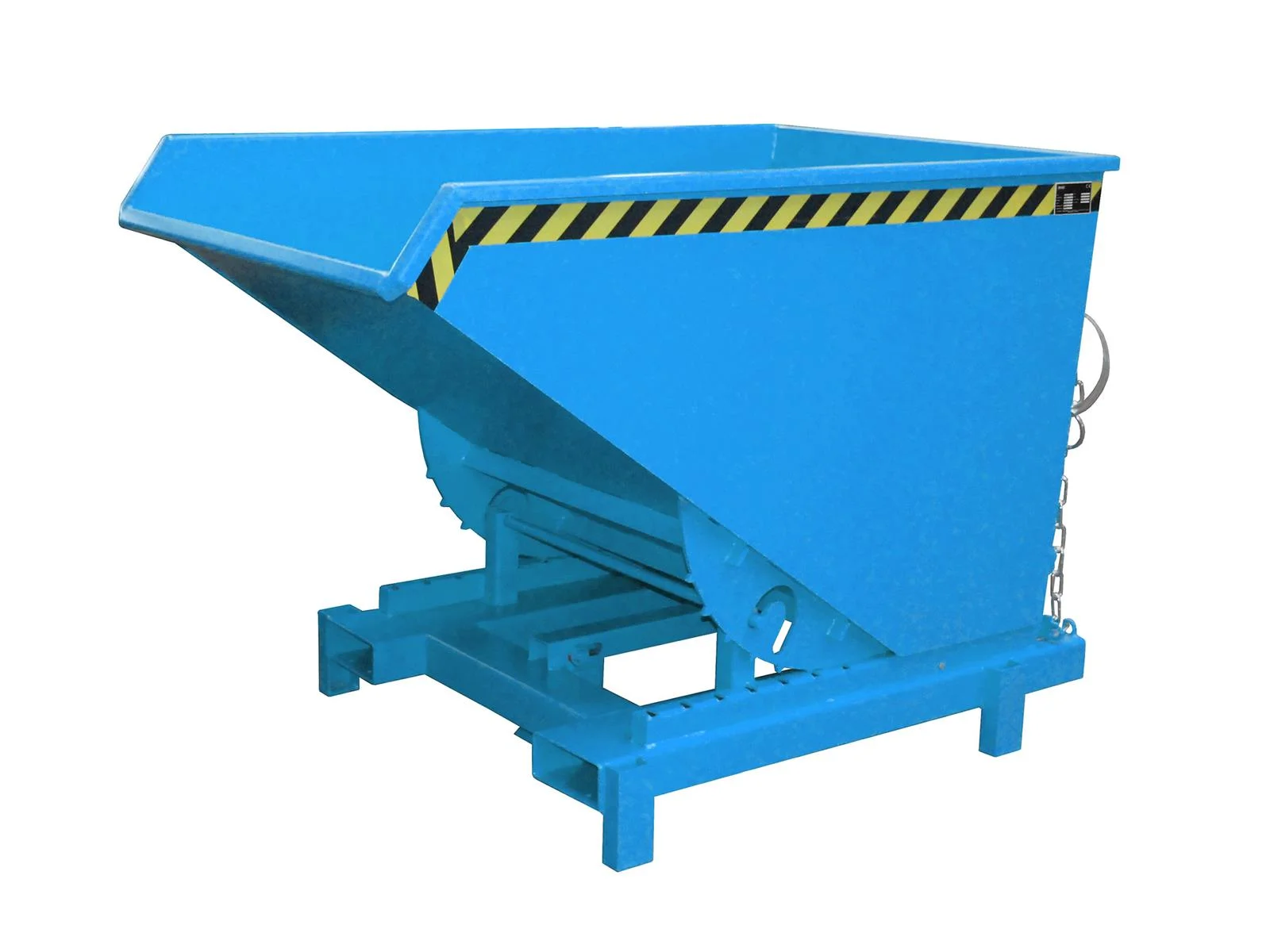 BAUER Schwerlast-Kippbehälter SK 900, lackiert RAL 5012 Lichtblau, 0,90 m³, 4000 kg, automatische und manuelle Entriegelung, 1310 × 1580 × 970 mm
