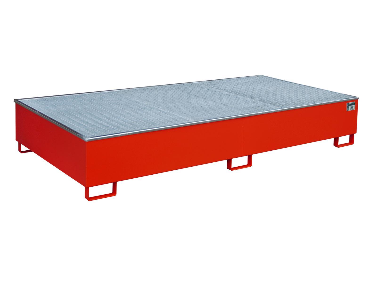 Regalwanne 2665x1315x440mm 1000 Liter mit PE-Einsatz mit Gitterrost 2700-3 RAL 3000 Feuerrot
