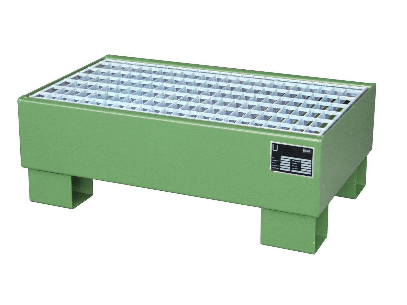 Spill Containment Tray 800x500x290mm 61 Liters Type AW60 for 60L Drums with Grate AW 60-1 RAL 6011 Reseda Green 🌿