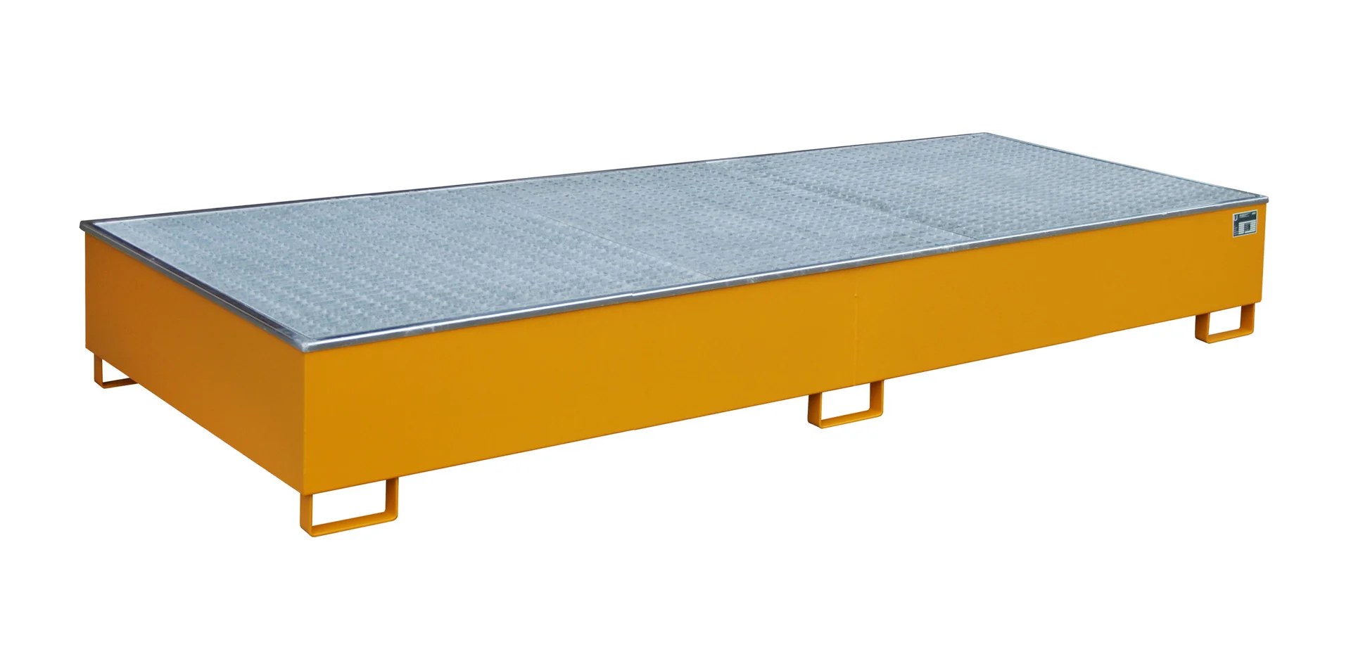 Shelf Tray 3265x1315x385mm 1000 Liters with PE Insert and Grating 3300-3 RAL 2000 Yellow-Orange 🟠