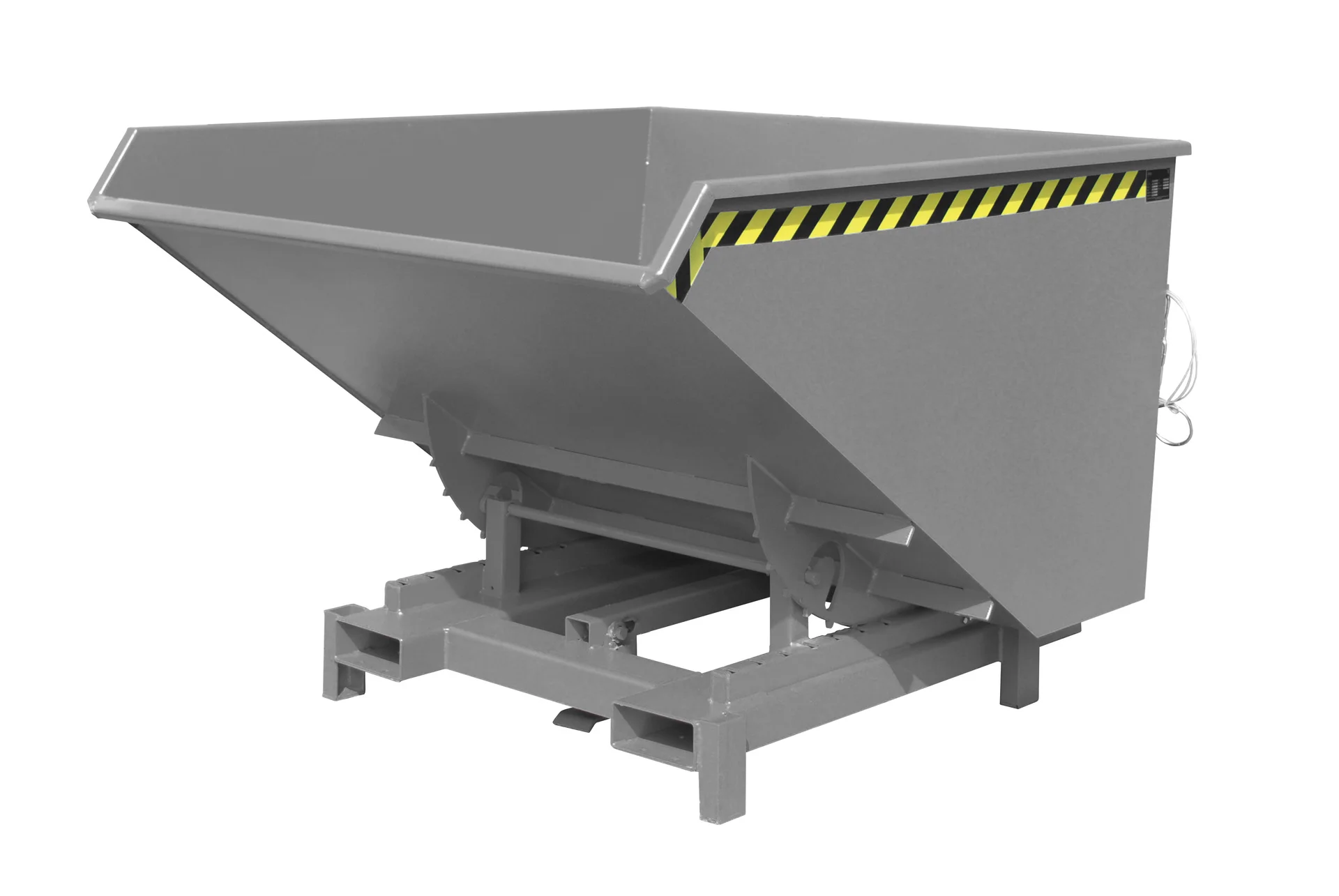 BAUER Schwerlast-Kippbehälter SK 1700, lackiert RAL 7005 Mausgrau, 1,70 m³, 4000 kg, automatische und manuelle Entriegelung, 1755 × 1580 × 1230 mm