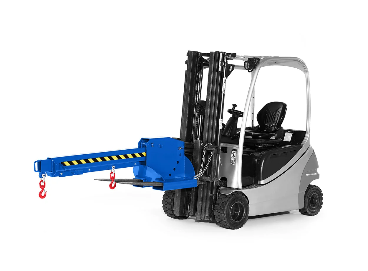 RR Industrietechnik Kranarm RKT3 für Gabelstapler, 5-fach höhenverstellbar bis 45°, 650–3000 kg, RAL 5010 Enzianblau