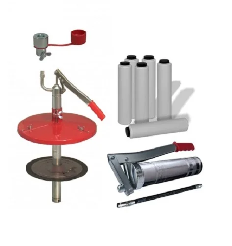 Dispositivo di riempimento per ingrassatori ecoFILL 25kg nel set con ingrassatore e cartucce vuote.