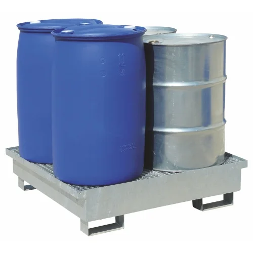 Vasca di raccolta 1200 x 1200 x 160/260 mm, 220 litri, con ruggine - zincato, Barrels, Drums, Blue plastic barrels, Pallet, Industrial