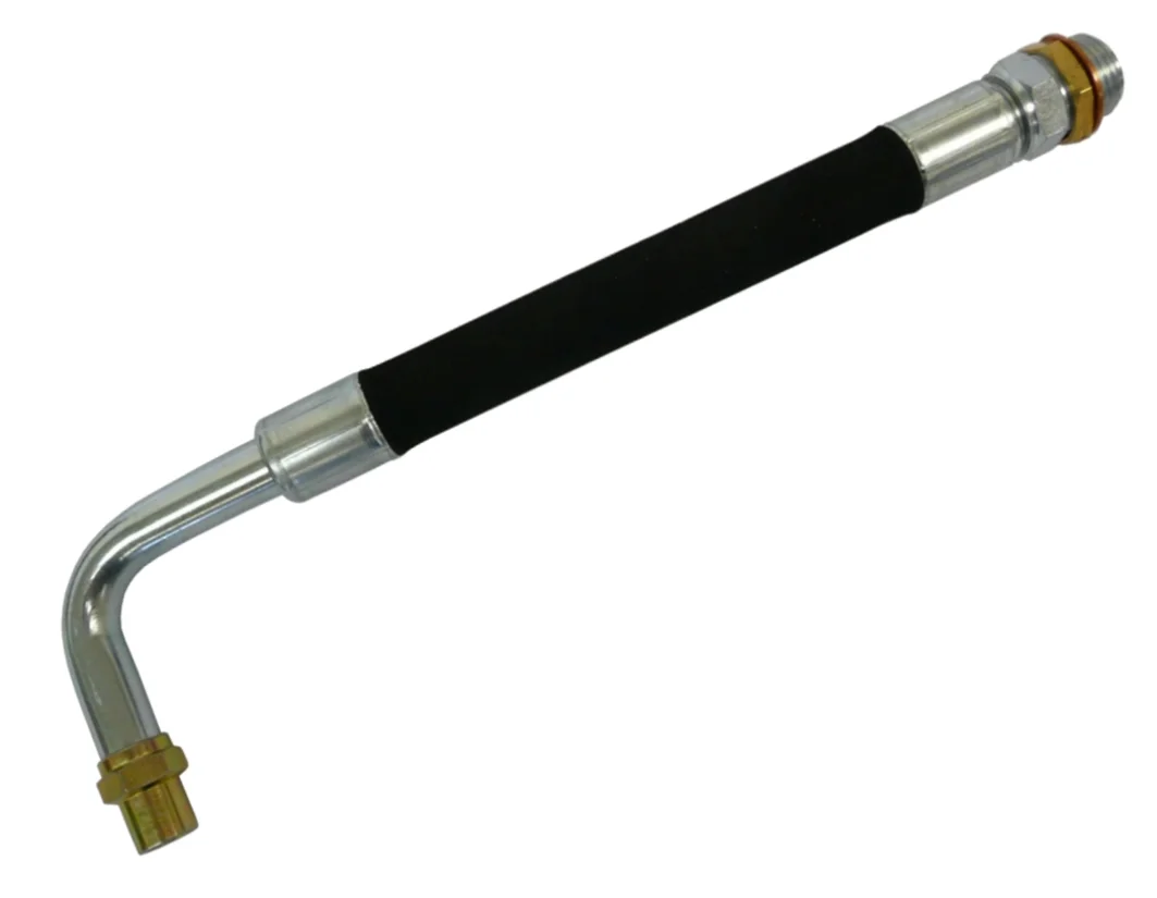 Tubo flessibile con uscita per olio motore e protezione anti-gocce., Schlauch, Schlauchleitung, Gummiummantelung, Metallbiegung, Mischschlauch