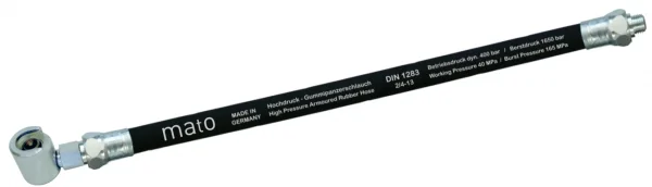 Tubo in gomma ad alta pressione con armatura, lungo 300 mm, con innesto scorrevole per nipelli di lubrificazione piatti R1/8"