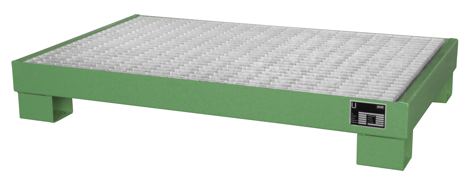 Auffangwanne 1300x800x205mm 74 Liter Typ AW60 für 60l Fässer mit Gitterrost AW 60-3 RAL 6011 Resedagrün