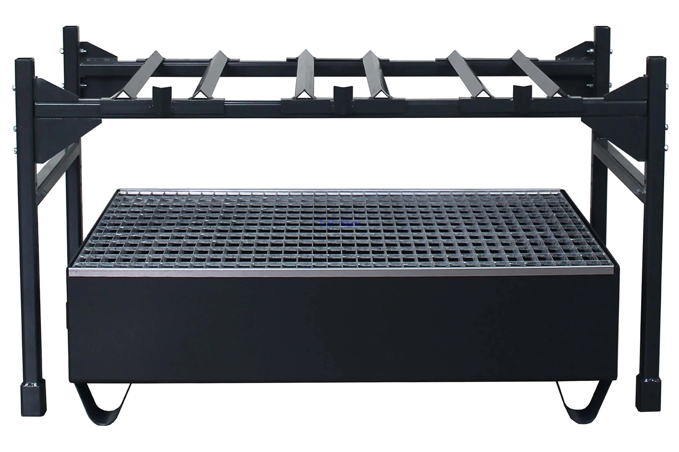 Scaffale per fusti con vasca di contenimento SAF-2 per 3 fusti da 60 litri, Grill, Grillrost, Schwarz, Schienensystem, Grillständer